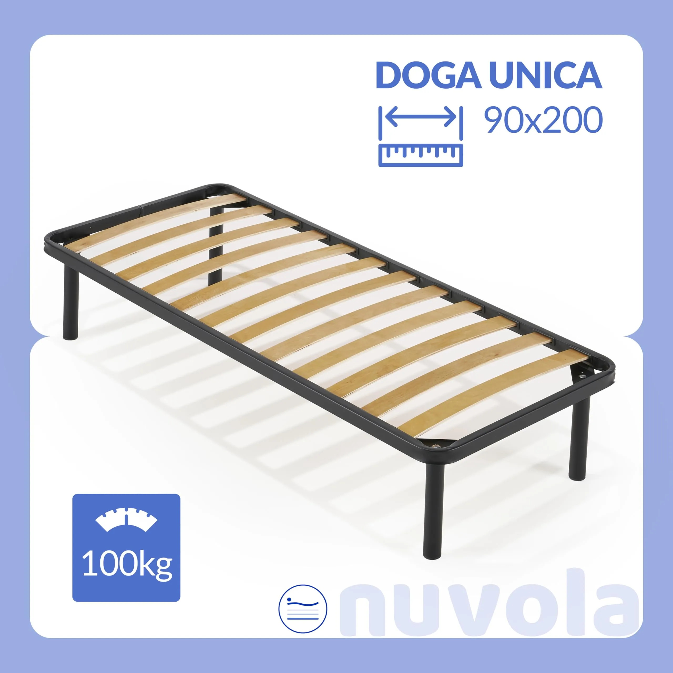 NUVOLA Atena Rete Letto Singolo 90x200 Ortopedica con Doghe in Legno e Struttura in Ferro - immagine 2