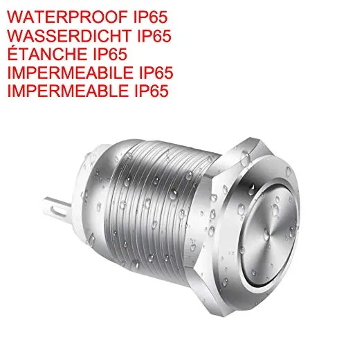 Gebildet 10Pcs 12mm Acciaio Inossidabile Pulsante Momentaneo 2A 12V-250V Impermeabile Testa Piatta - immagine 3