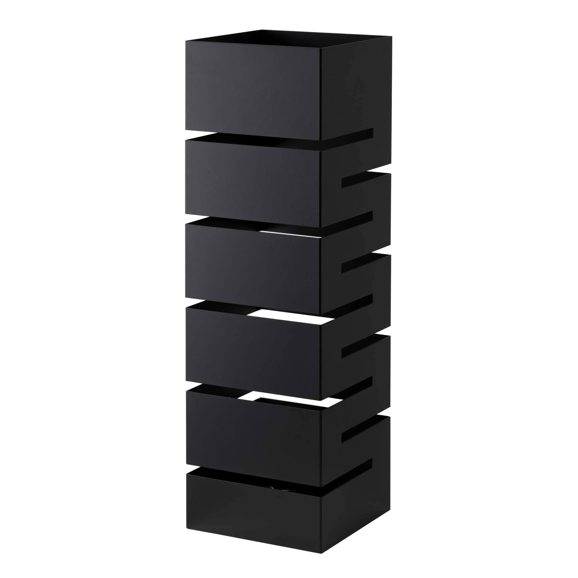 Baroni Home Portaombrelli in Metallo Nero Geometrico con 2 Gancini e Vaschetta Scolapioggia Rimovibile, 15,5x15,5x49 cm - immagine 1