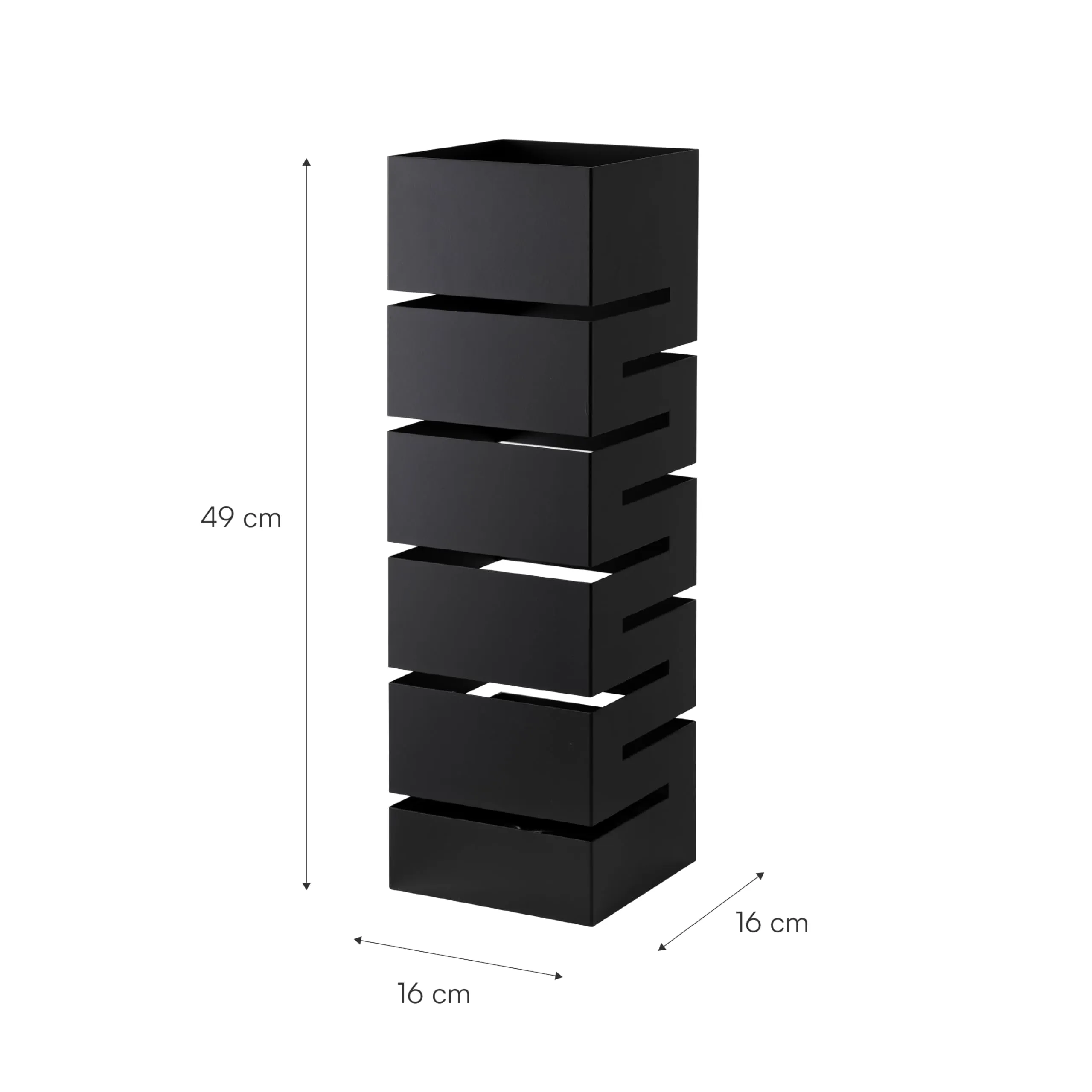 Baroni Home Portaombrelli in Metallo Nero Geometrico con 2 Gancini e Vaschetta Scolapioggia Rimovibile, 15,5x15,5x49 cm - immagine 3