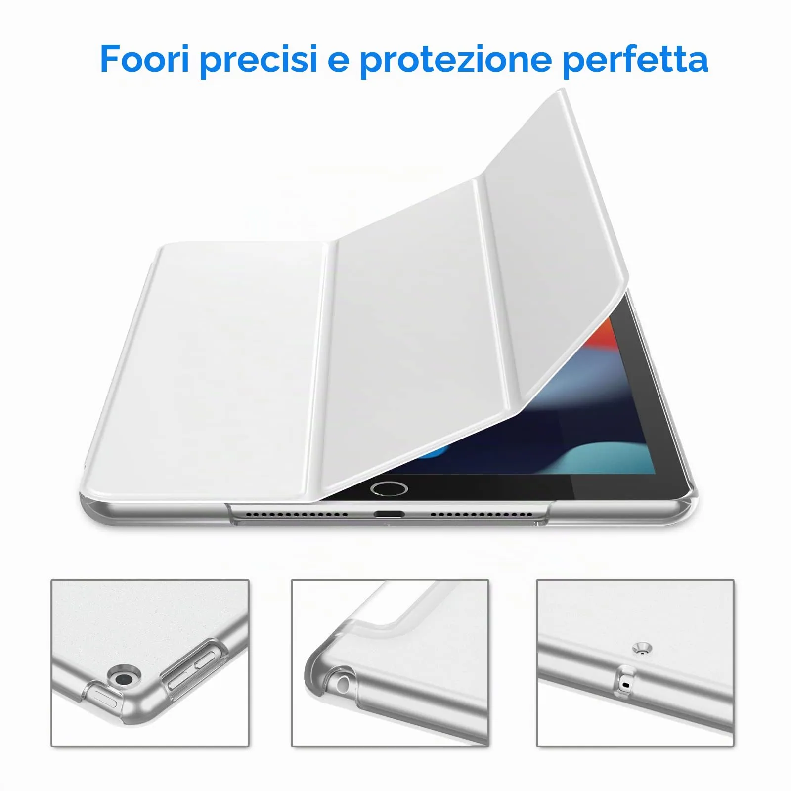 JETech Custodia per iPad 9ª/8ª/7ª Gen 10,2", Bianco - immagine 3