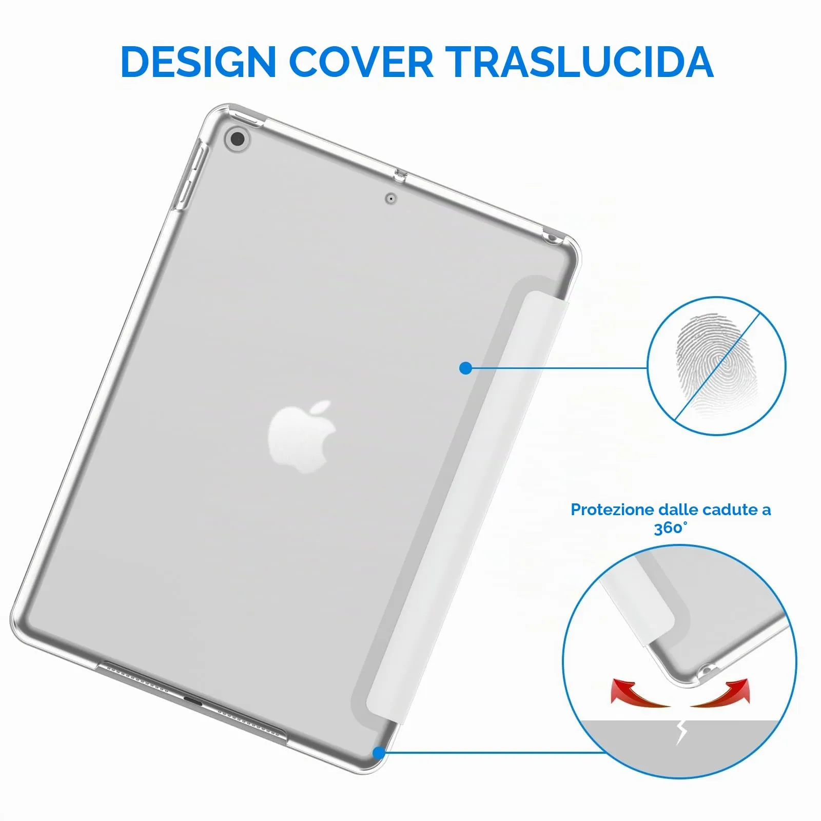 JETech Custodia per iPad 9ª/8ª/7ª Gen 10,2", Bianco - immagine 4