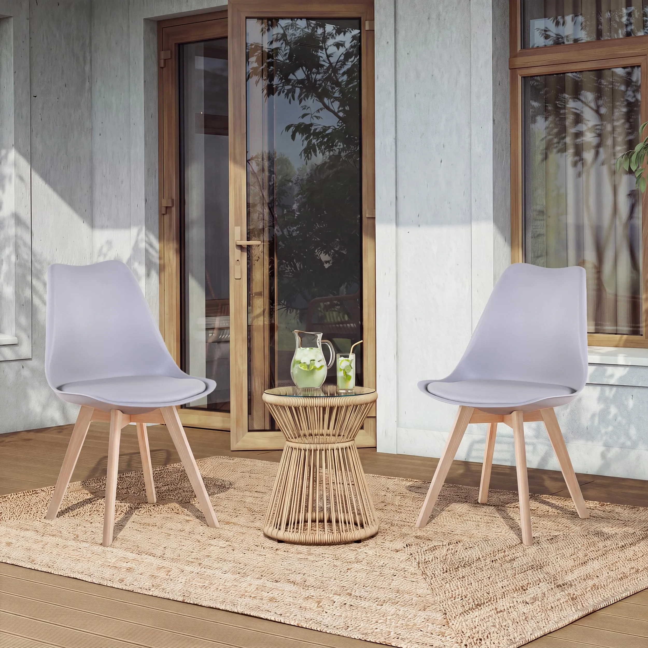GrandCA HOME Set di 6 Sedie Imbottite per Sala da Pranzo in Legno di Faggio, Grigio - immagine 7