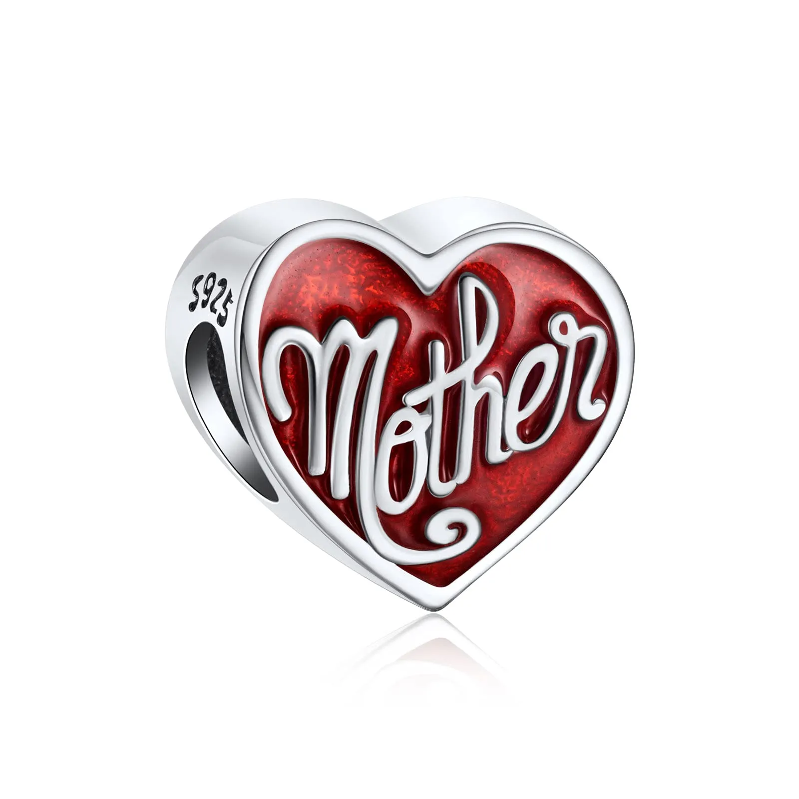 NINGAN Ciondolo a cuore in argento sterling con scritta Amo la mamma per bracciali da donna - immagine 1
