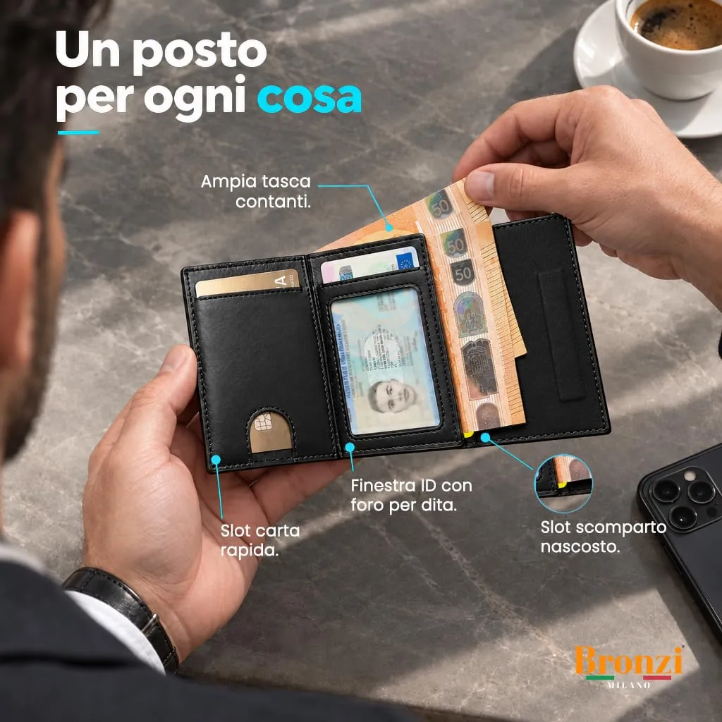 Bronzi PRO Portafoglio Uomo Slim Revelation RFID Carbon Nero - immagine 3