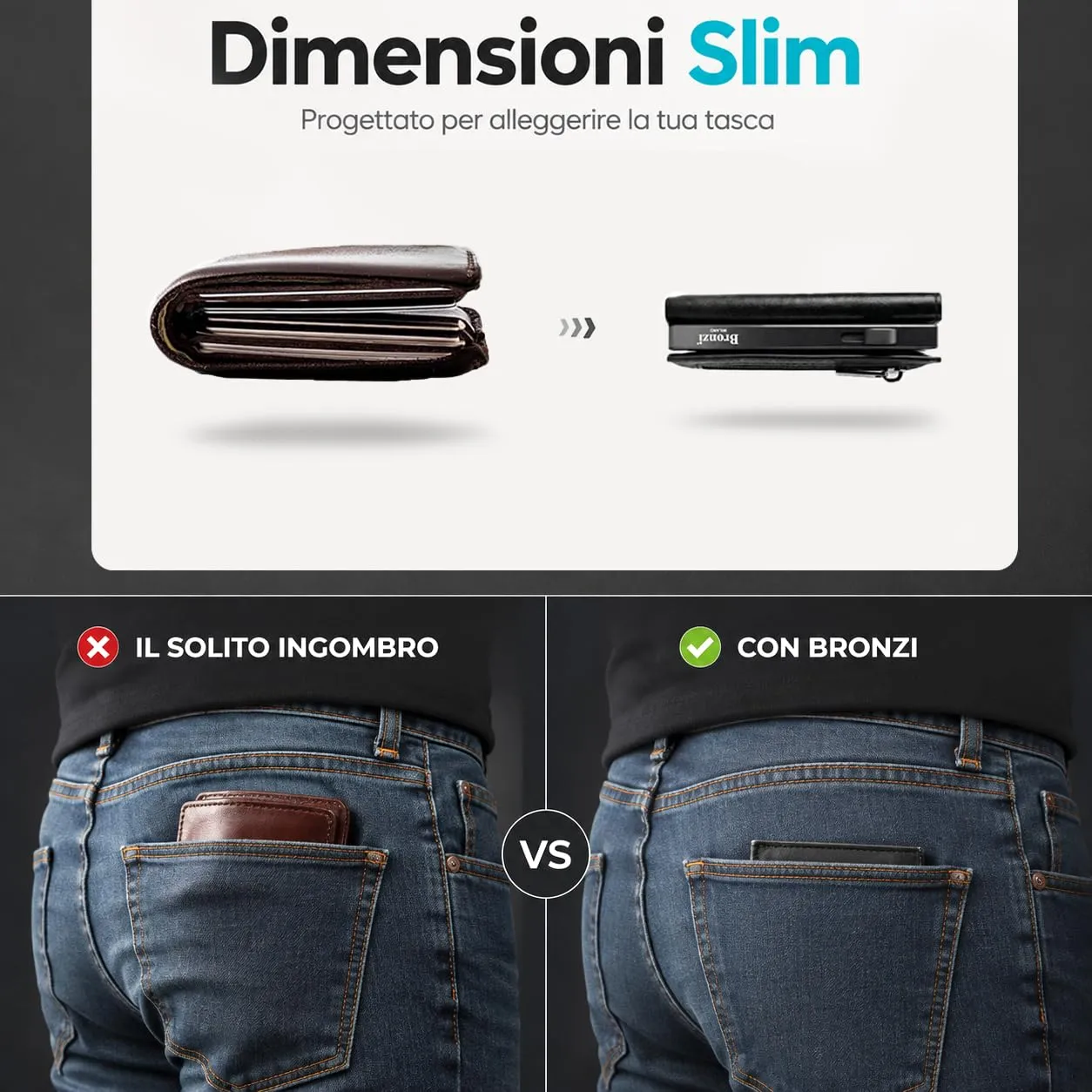 Bronzi PRO Portafoglio Uomo Slim Revelation RFID Carbon Nero - immagine 5
