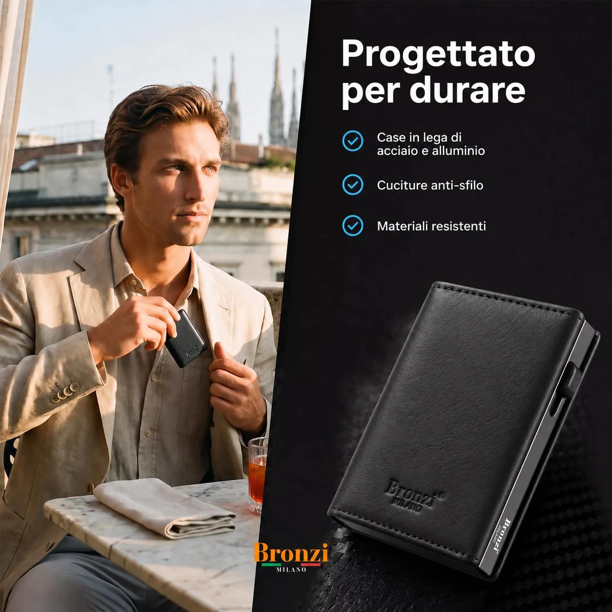 Bronzi PRO Portafoglio Uomo Slim Revelation RFID Carbon Nero - immagine 6
