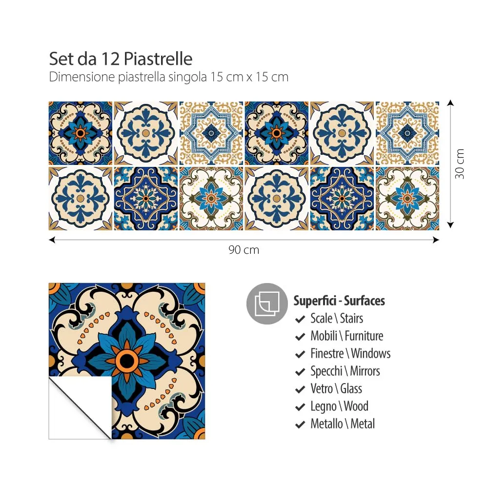 RE-COVERTILES Adesivi Piastrelle in PVC Animalier 12 Pz 15x15 cm PS00029 - immagine 4