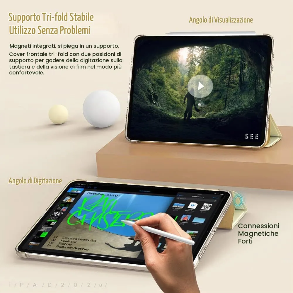 TiMOVO Cover per iPad Air 11" M4/M3/M2, Air 5a/4a Gen 10.9" - Champagne Oro - immagine 6