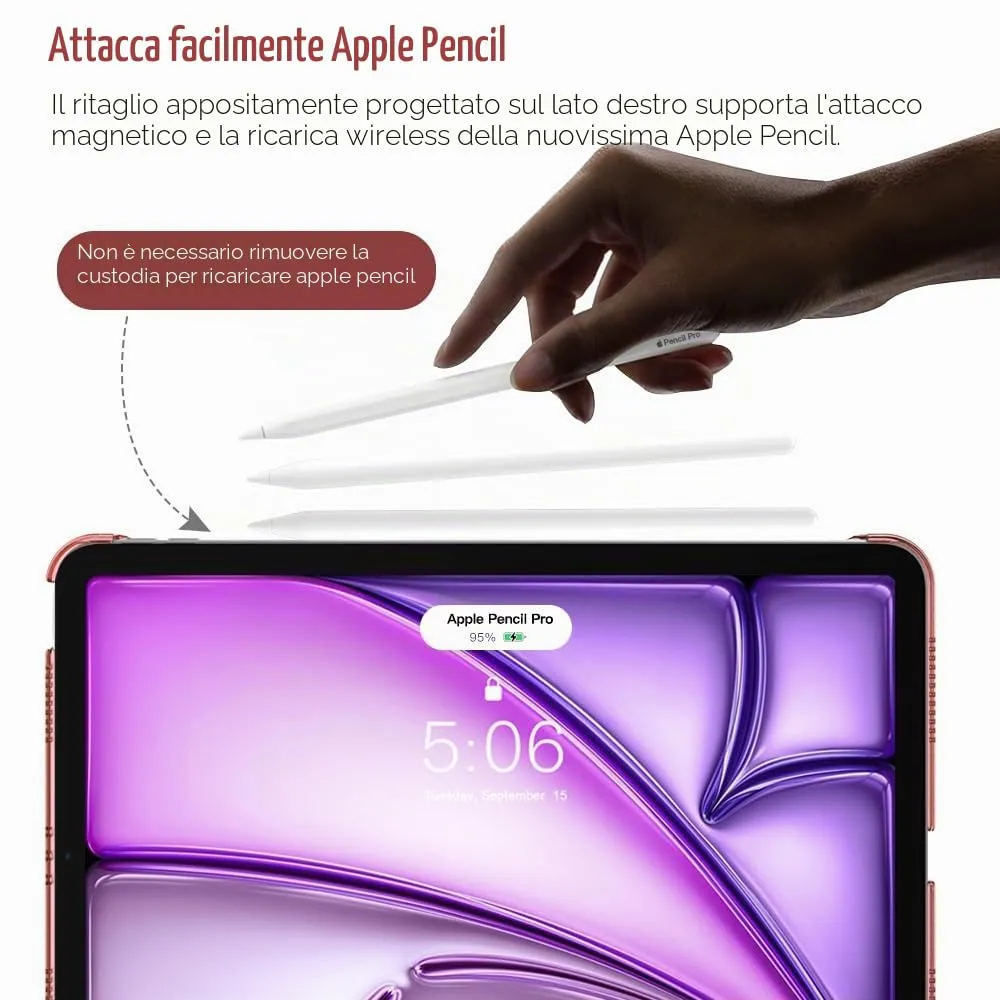 TiMOVO Cover per iPad Air 11" M4/M3/M2, Air 5a/4a Gen, 10.9" - Rosso - immagine 3