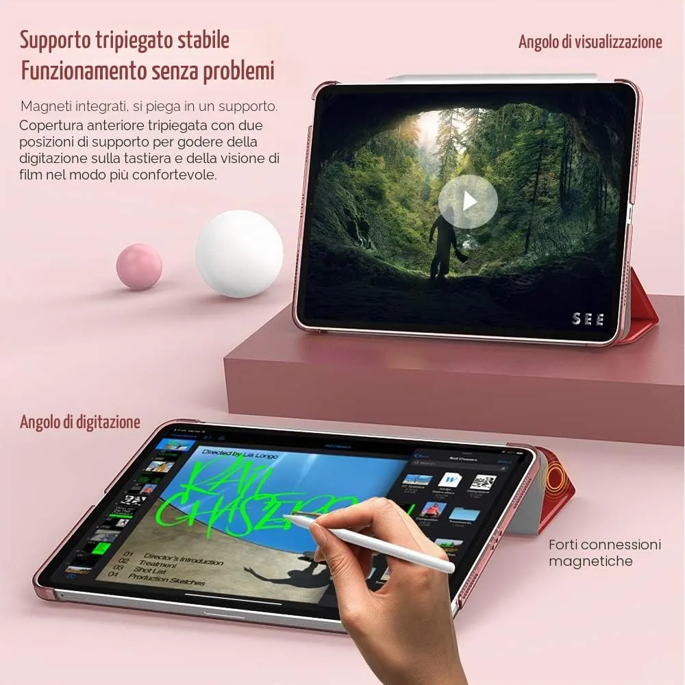 TiMOVO Cover per iPad Air 11" M4/M3/M2, Air 5a/4a Gen, 10.9" - Rosso - immagine 6