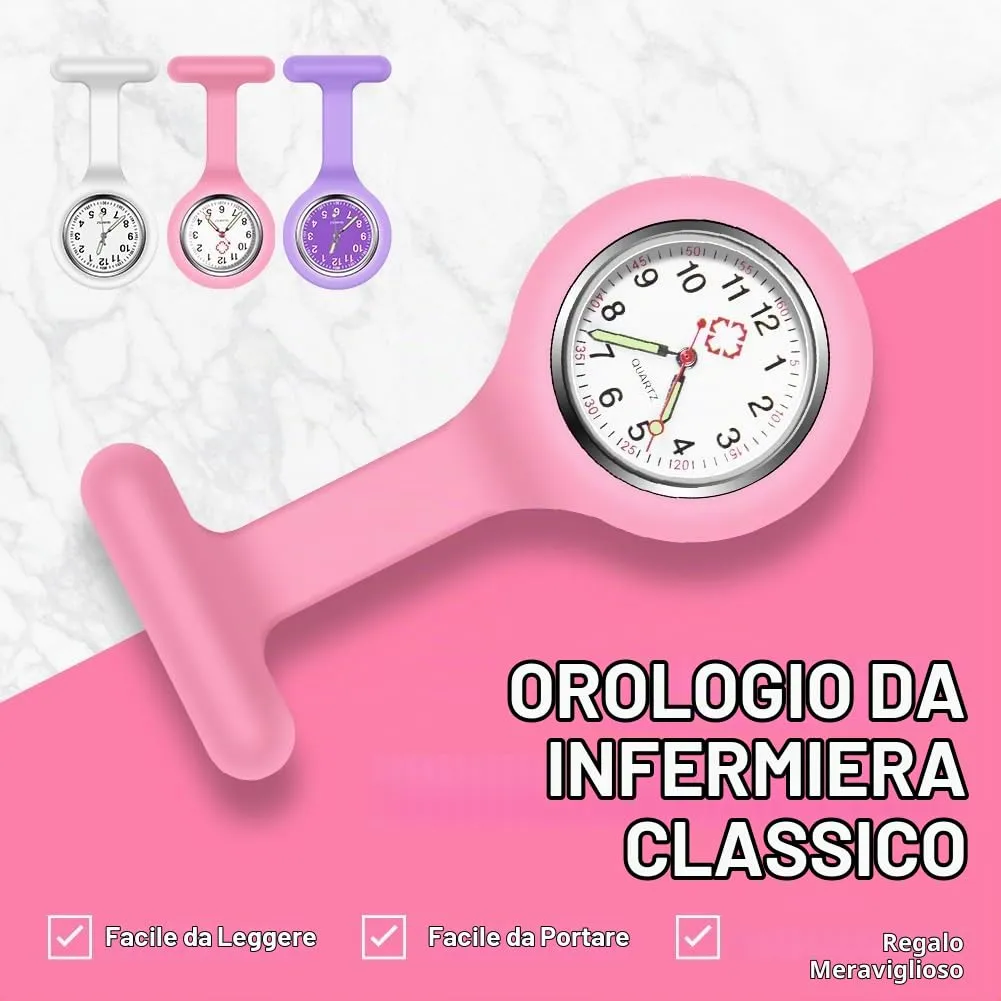 Vicloon Orologio da Infermiere in Silicone con Spilla, 3 Pezzi - immagine 3
