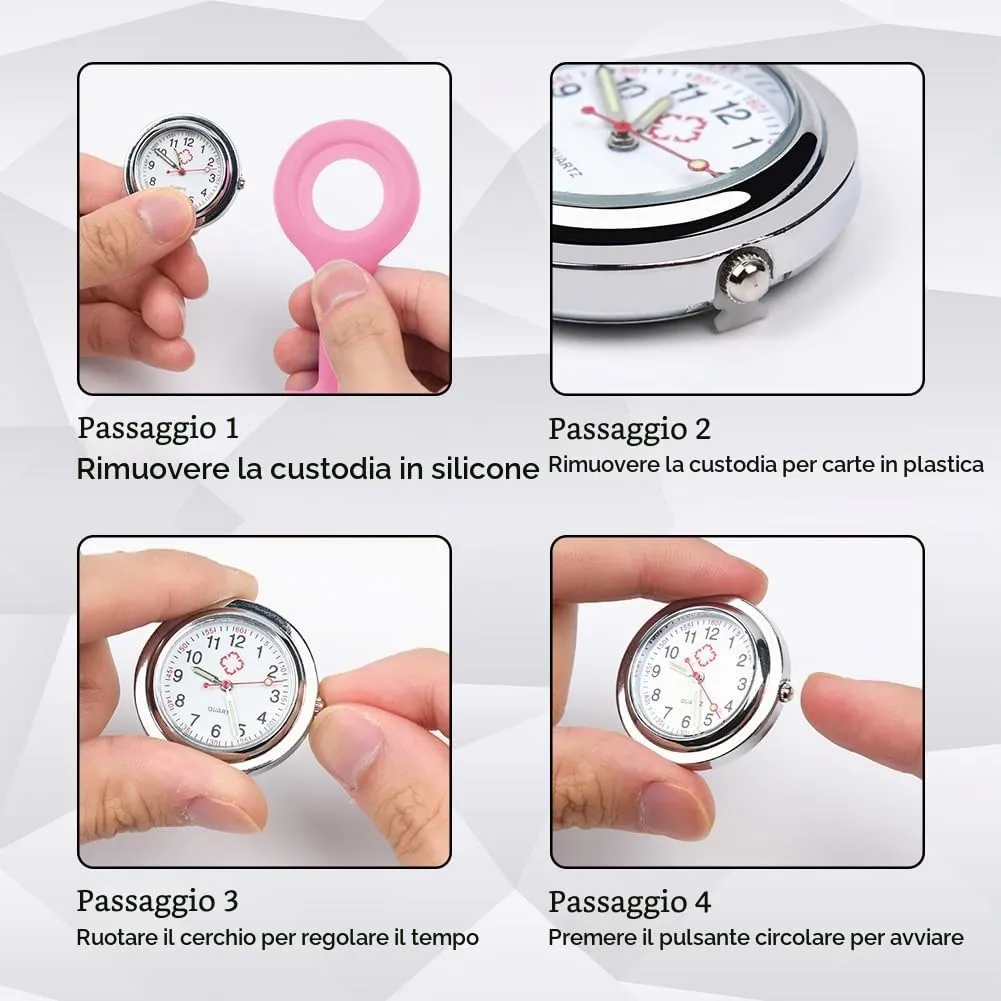 Vicloon Orologio da Infermiere in Silicone con Spilla, 3 Pezzi - immagine 4