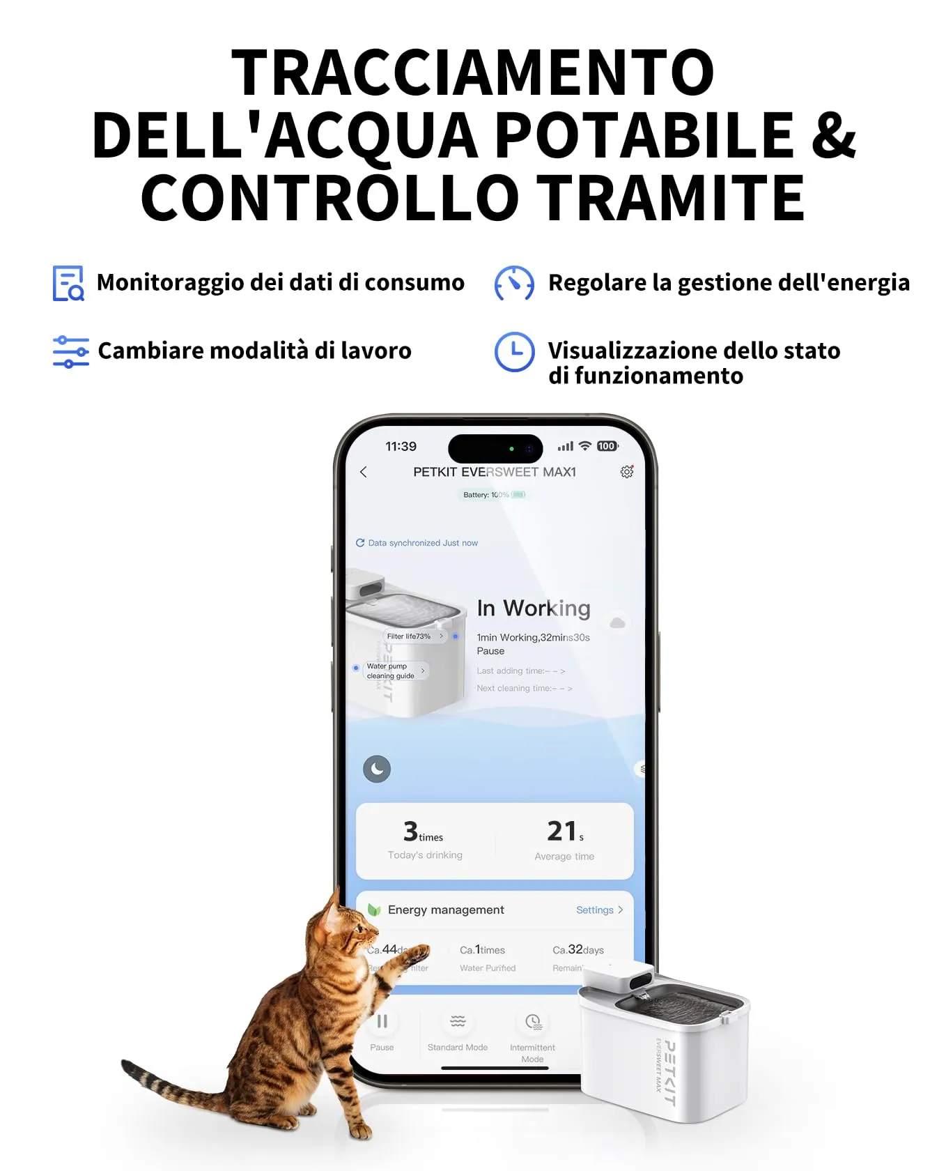 PETKIT Eversweet Max Fontanella per Gatti Senza Fili 3L CT-W3 - immagine 2