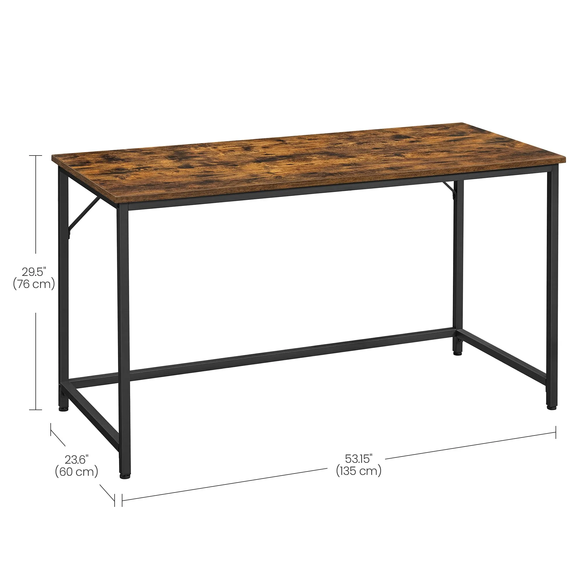 VASAGLE Scrivania per Computer 60 x 135 x 76 cm, Marrone Vintage e Nero Inchiostro LWD043B01 - immagine 3