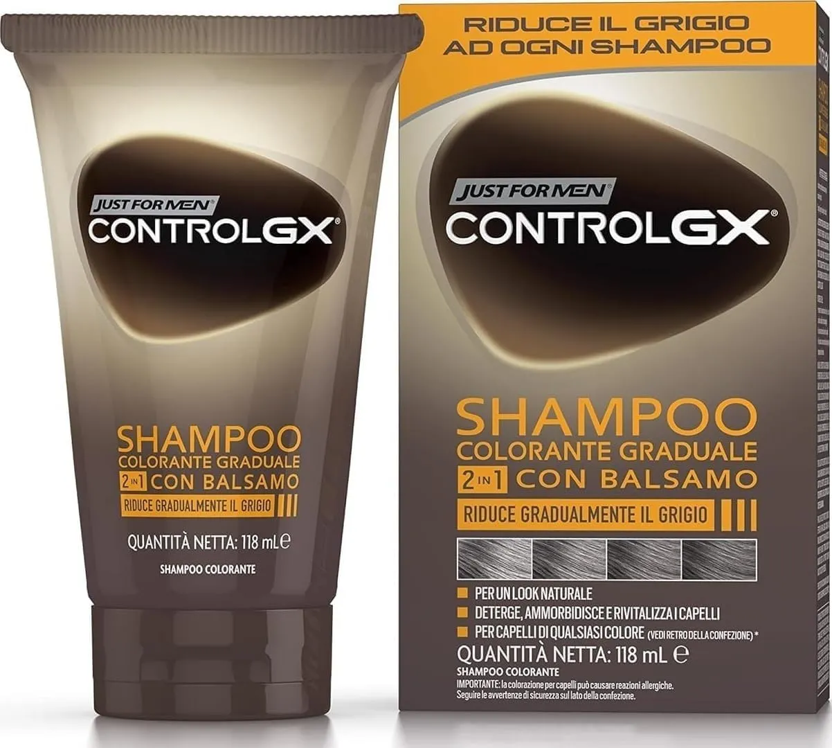 Just For Men Control GX Shampoo Anti-Grigio 2in1 con Balsamo, 118 ml - immagine 2