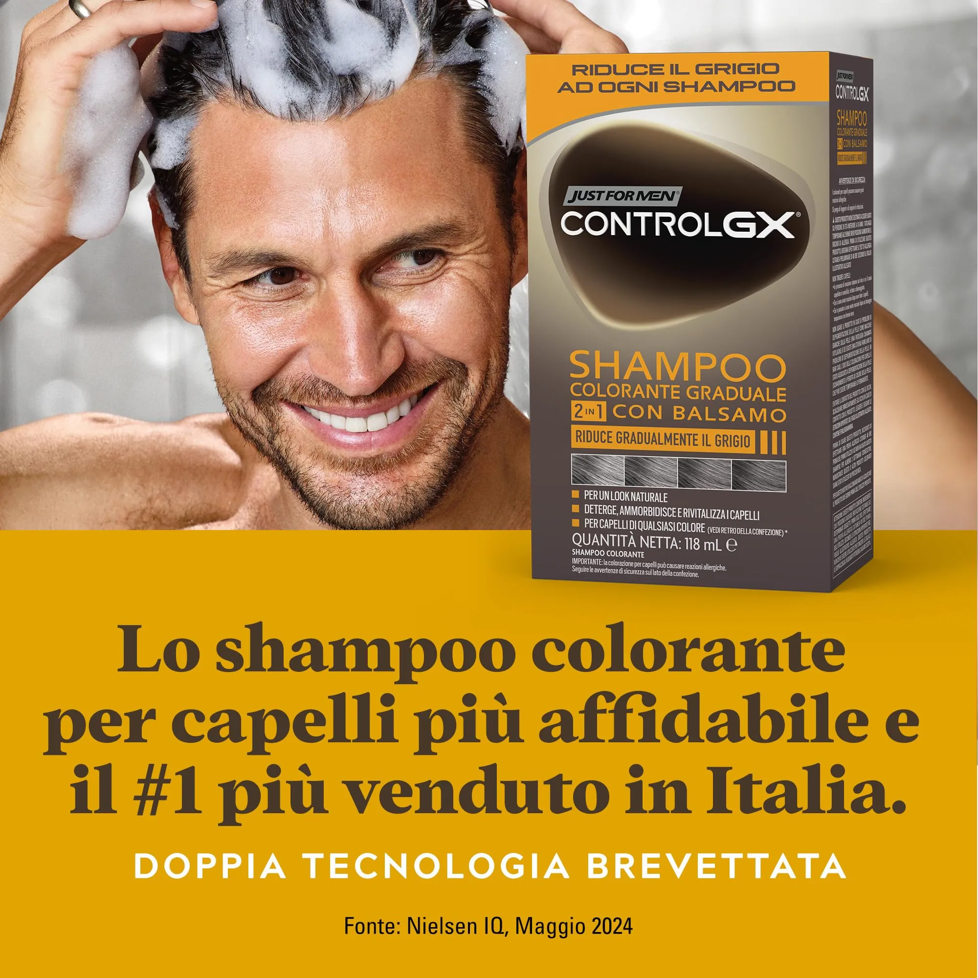 Just For Men Control GX Shampoo Anti-Grigio 2in1 con Balsamo, 118 ml - immagine 7
