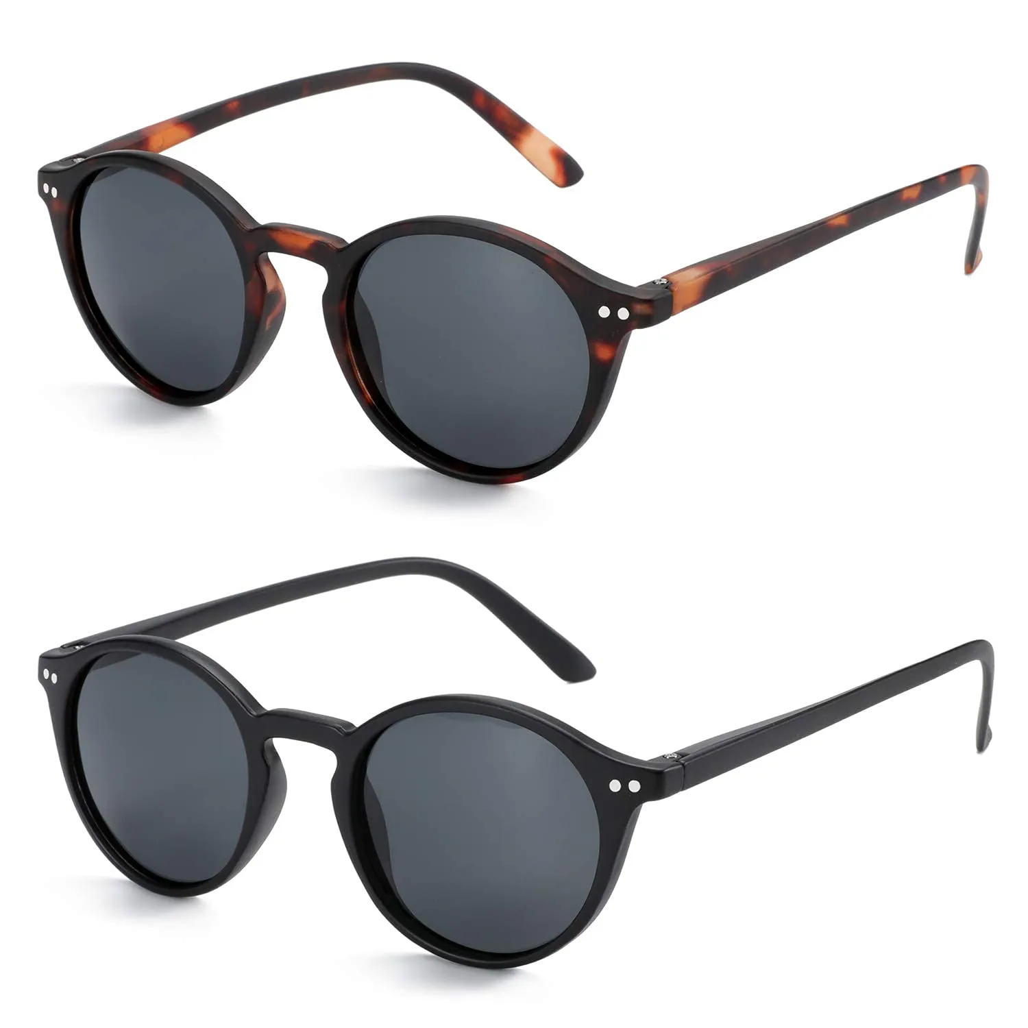 ZENOTTIC 2 Paia Occhiali da Sole Polarizzati UV400 Retro Vintage Rotondi e Quadrati Unisex - immagine 1