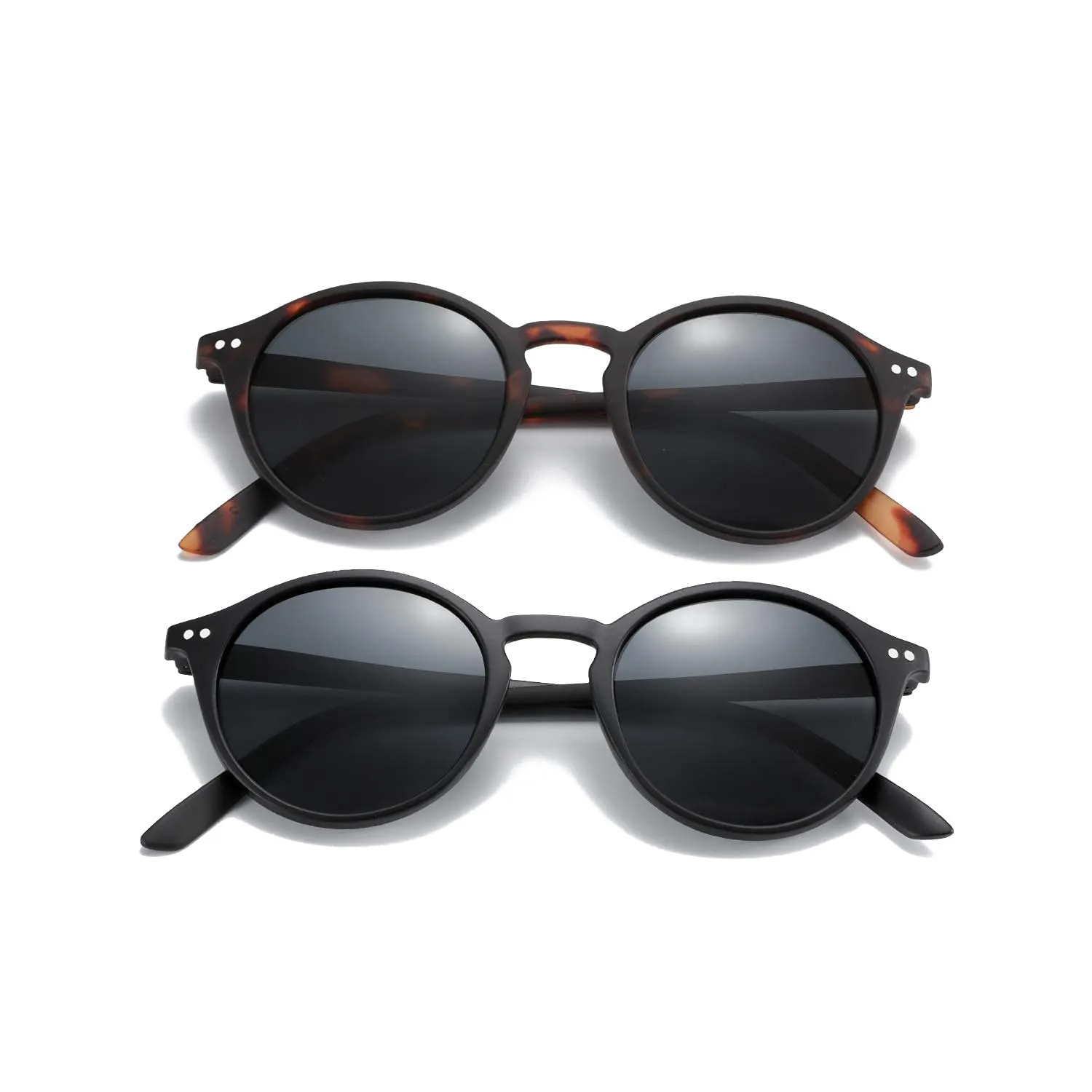 ZENOTTIC 2 Paia Occhiali da Sole Polarizzati UV400 Retro Vintage Rotondi e Quadrati Unisex - immagine 4