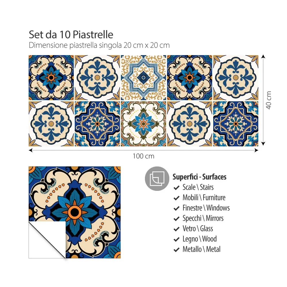 RE-COVERTILES Adesivi Piastrelle in PVC Animalier 10 Pz 20x20 cm PS00029 - immagine 4
