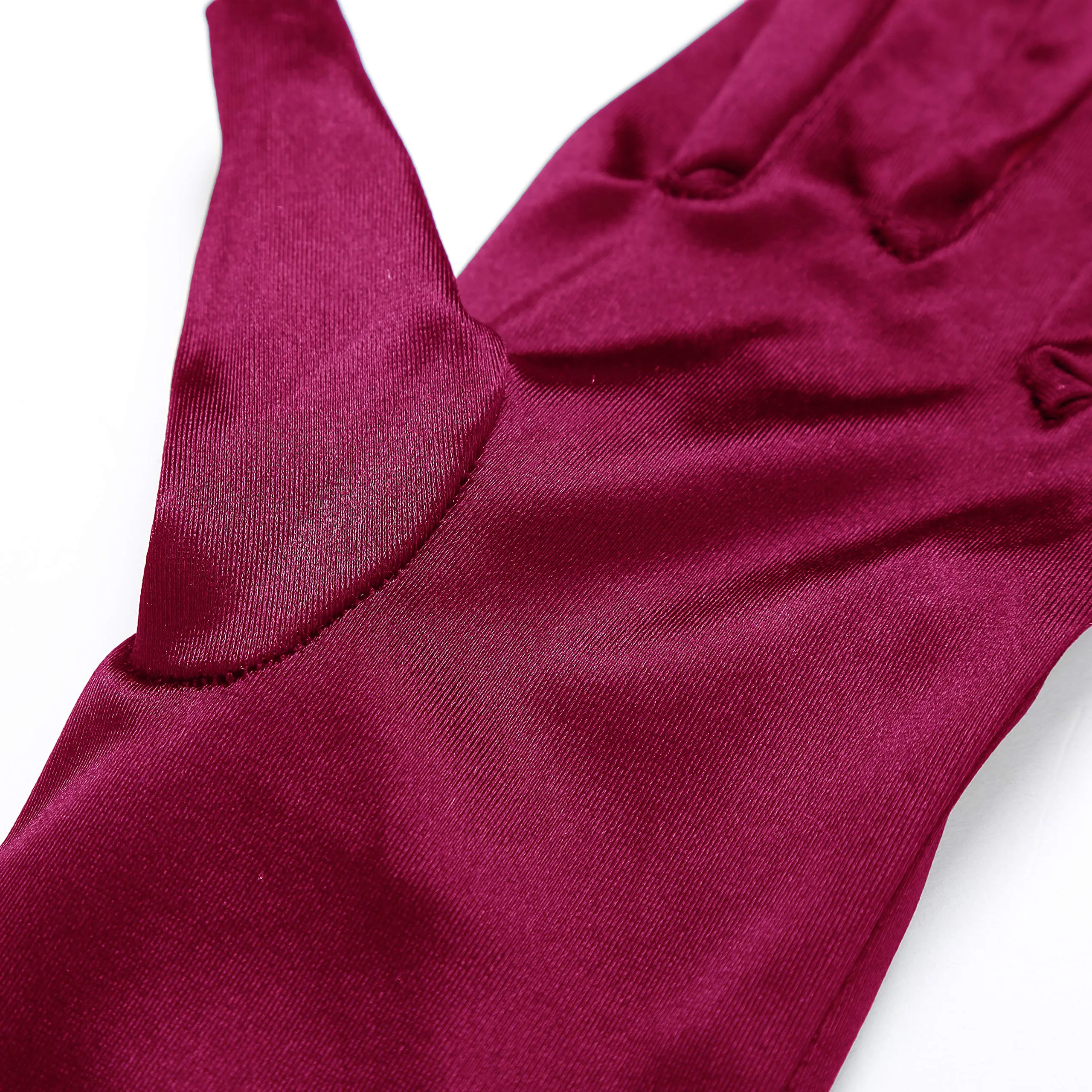 EORUBE Guanti lunghi in raso stile anni '20 per donna, vino rosso - immagine 4