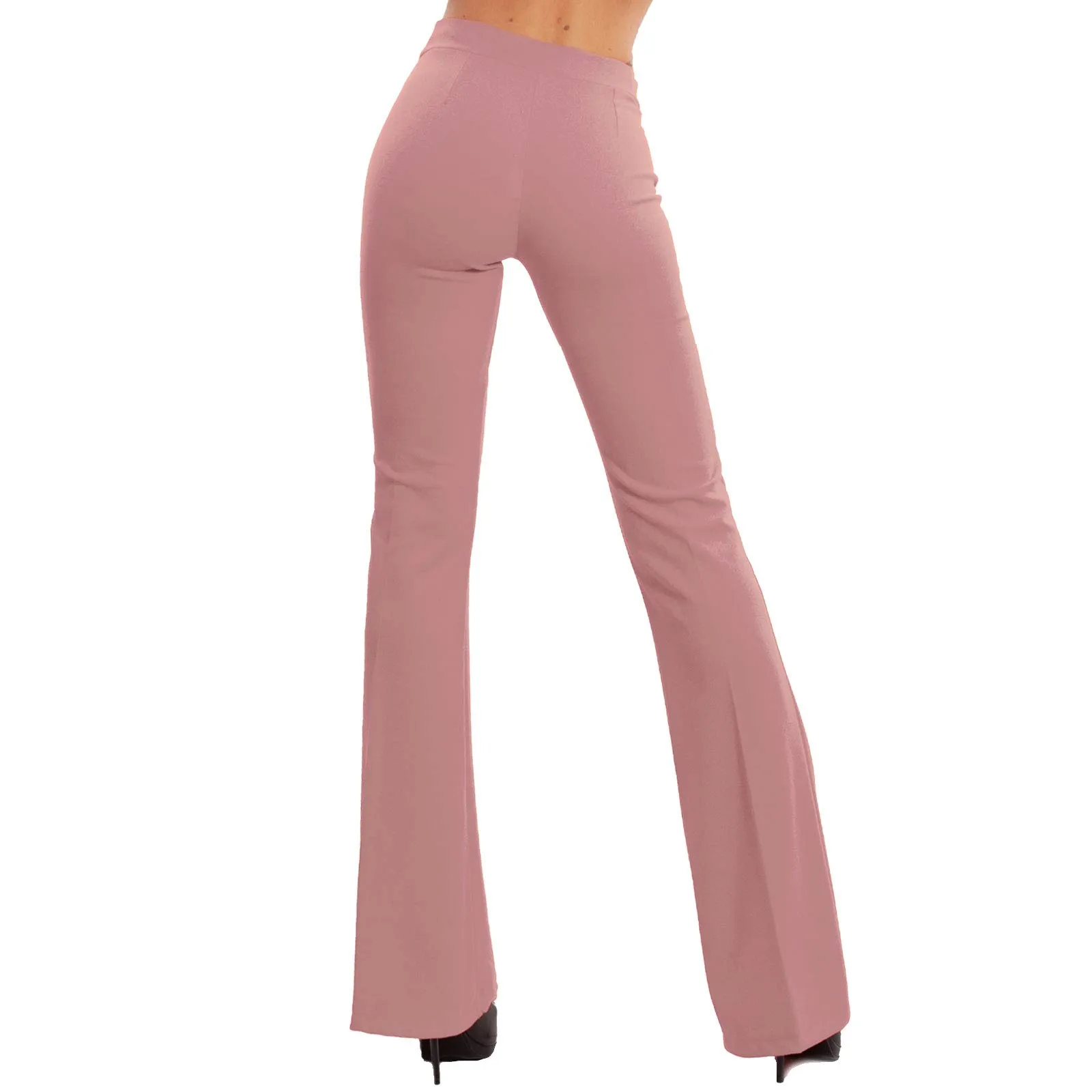 Toocool Pantaloni Donna Campana a Zampa Elefante Elasticizzati JL-2148, Rosa, L - immagine 2