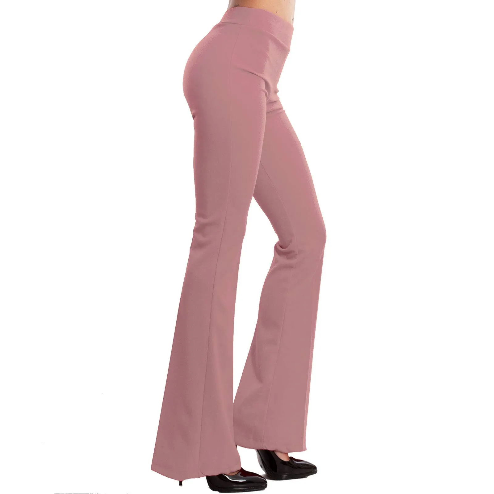 Toocool Pantaloni Donna Campana a Zampa Elefante Elasticizzati JL-2148, Rosa, L - immagine 3