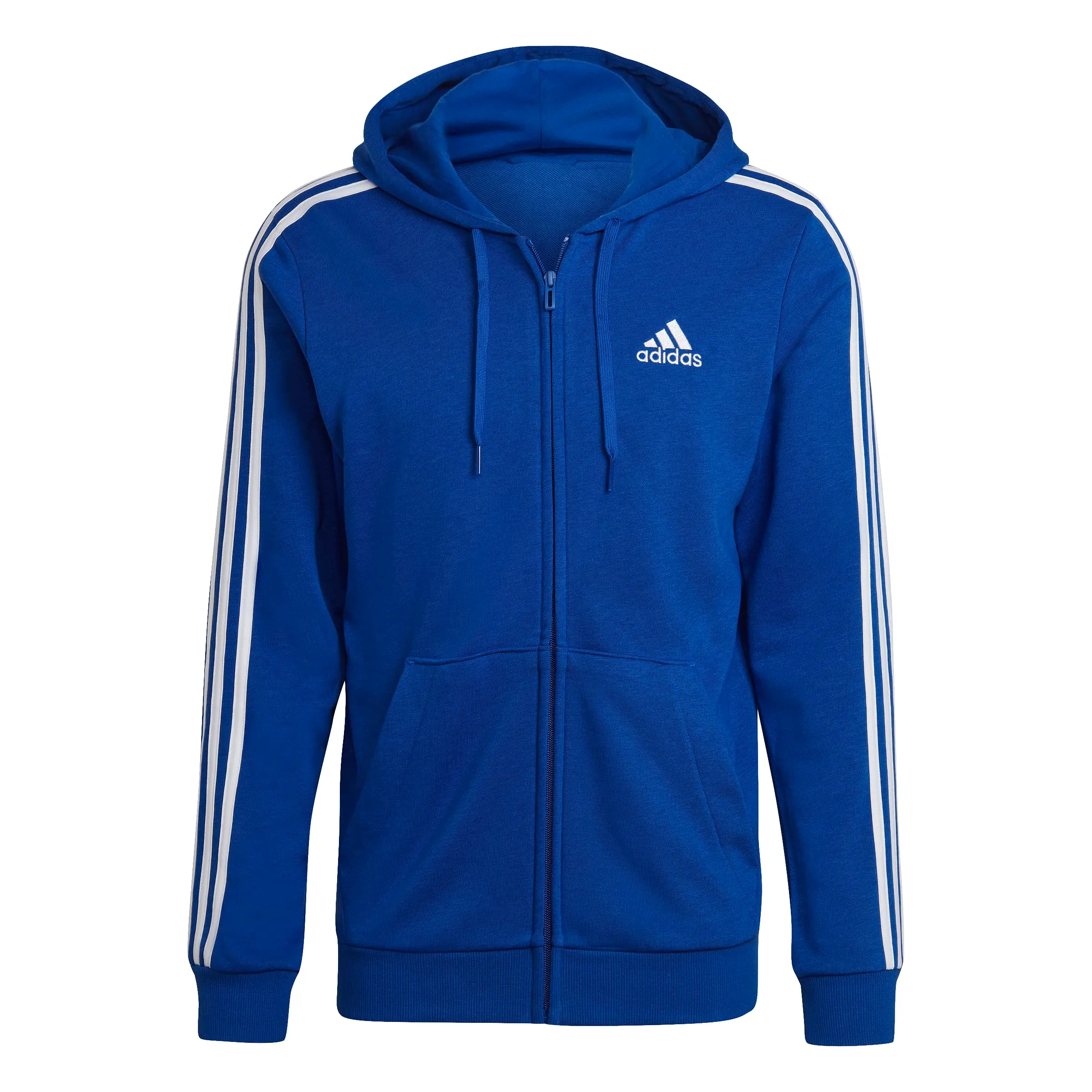 Adidas Men's Standard Essentials French Terry 3-Stripes Full-Zip Hoodie, Team Royal Blue/White, Small - immagine 7