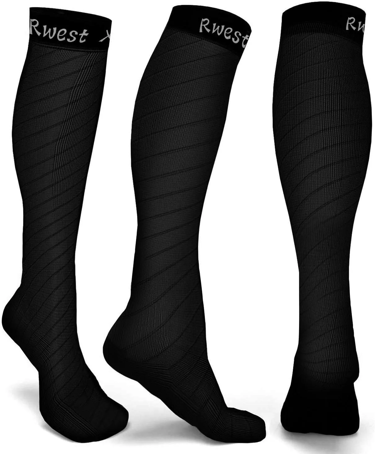 Rwest X Calze a Compressione Graduata per Donna e Uomo, Nero, 40-43 - immagine 1