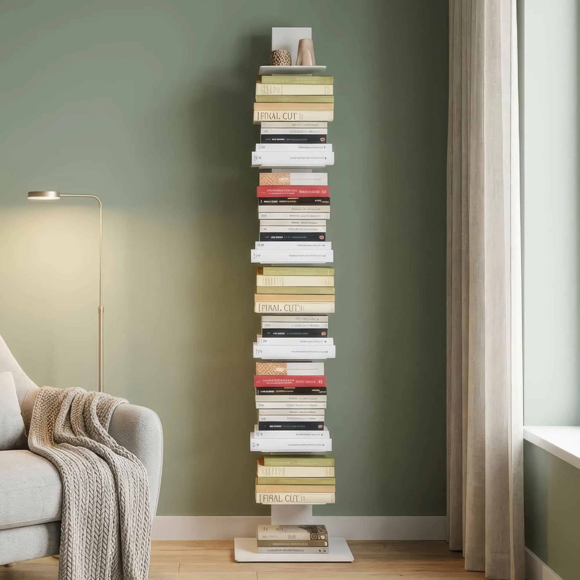 Flo.mar Libreria a Colonna Verticale Bianca, 153 cm, 14 Ripiani - immagine 1