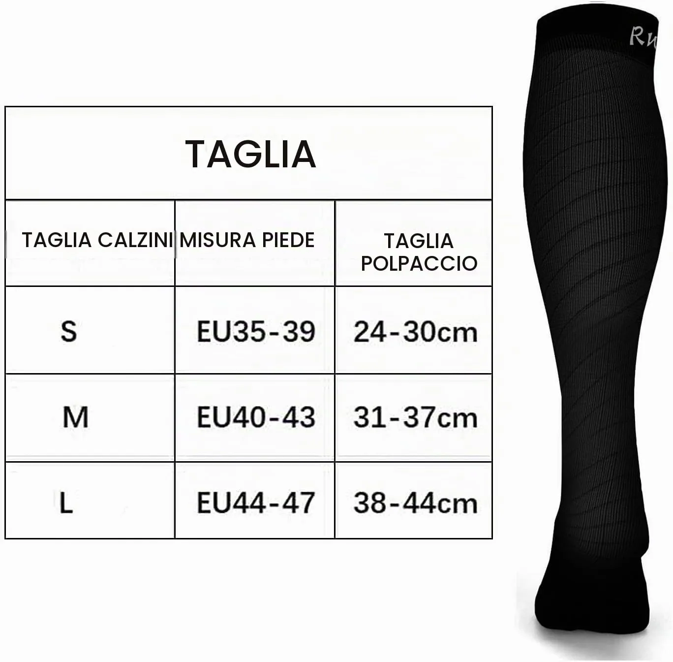 Rwest X Calze a Compressione Graduata per Donna e Uomo, Nero, Taglia 44-47 - immagine 7