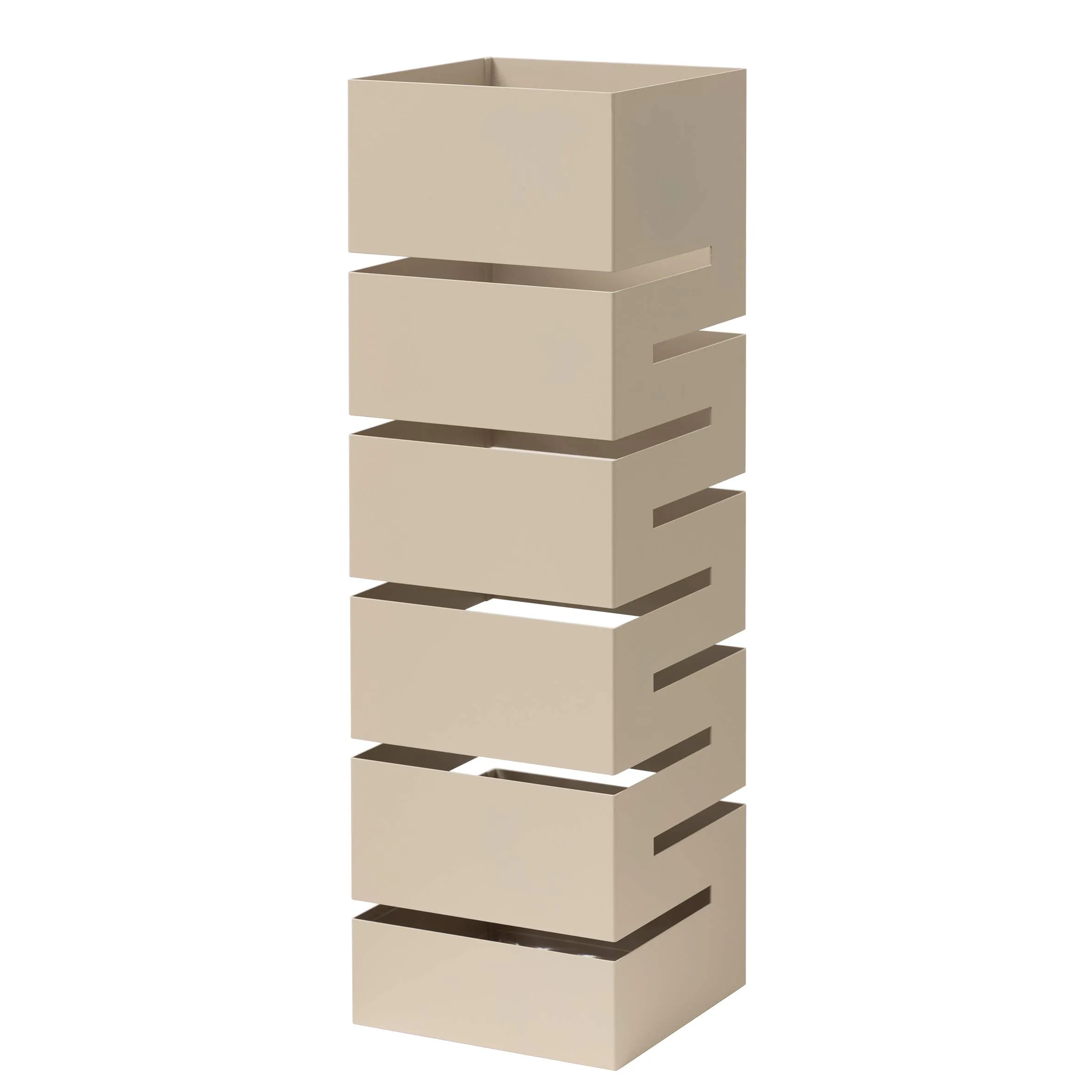 Baroni Home Portaombrelli Design Moderno in Metallo Tortora Geometrico con 2 Gancini e Vaschetta Scolapioggia Rimovibile, 15,5x15,5x49 cm - immagine 1