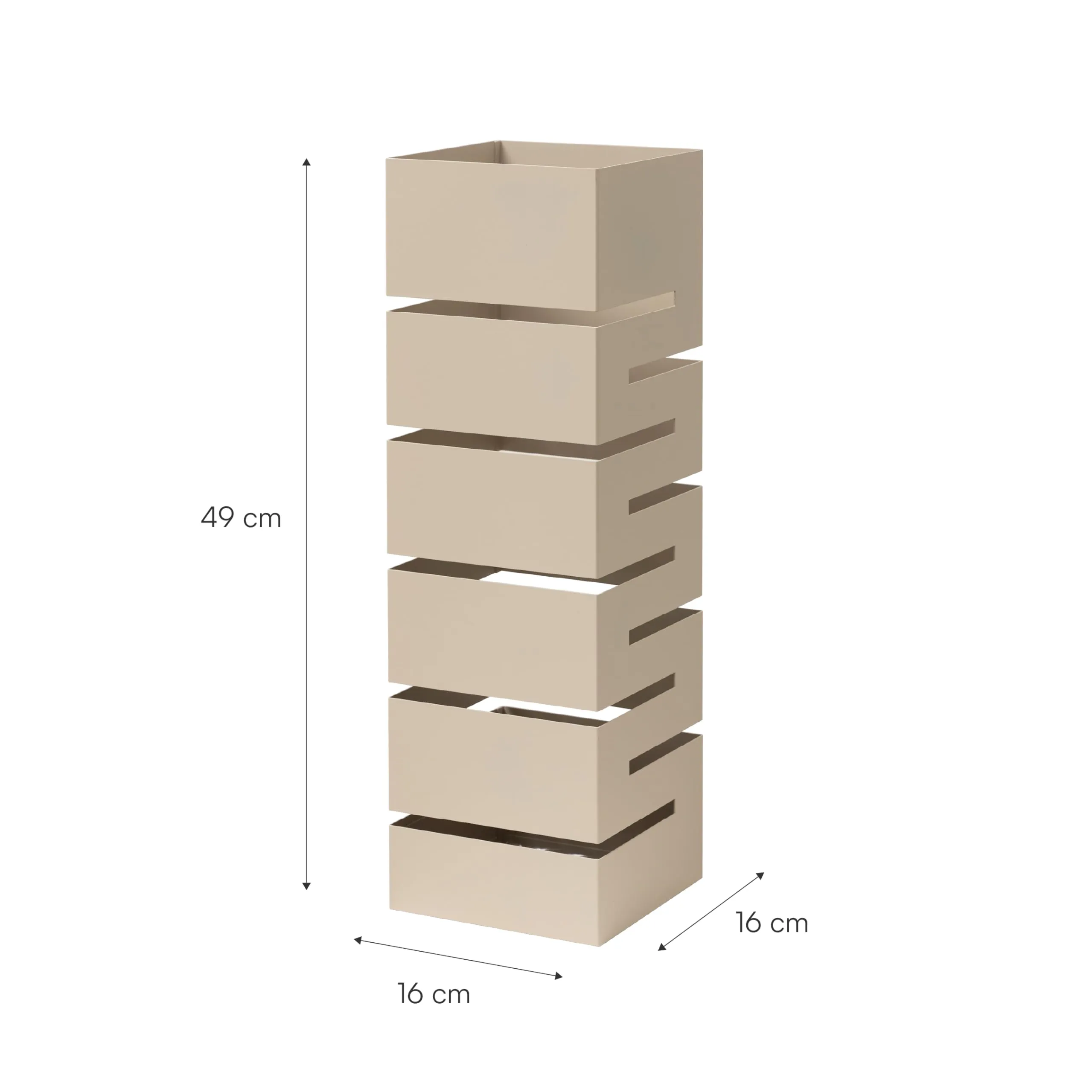 Baroni Home Portaombrelli Design Moderno in Metallo Tortora Geometrico con 2 Gancini e Vaschetta Scolapioggia Rimovibile, 15,5x15,5x49 cm - immagine 3