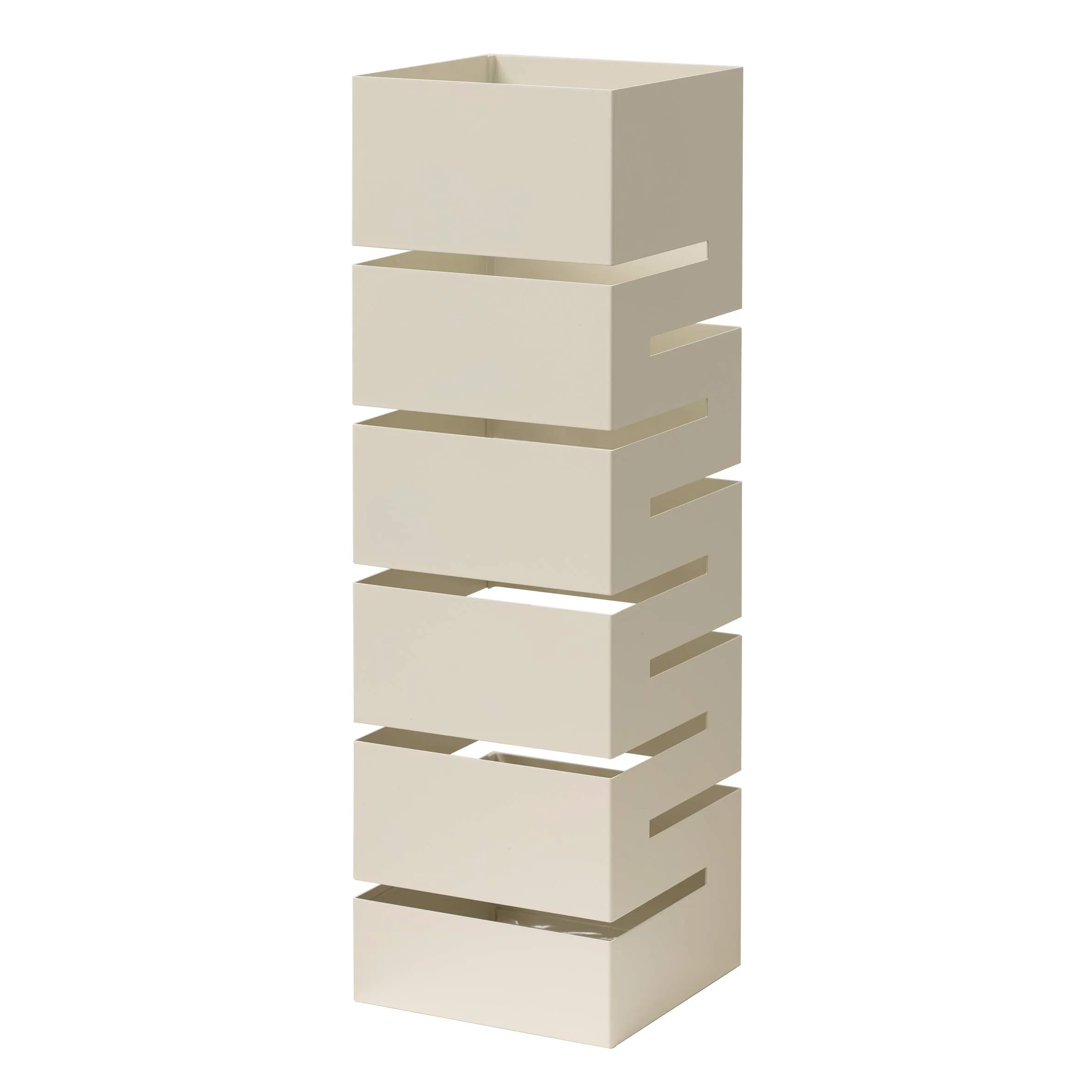 Baroni Home Portaombrelli in Metallo Geometrico Bianco con 2 Gancini e Vaschetta Scolapioggia Rimovibile, 15,5x15,5x49 cm - immagine 1