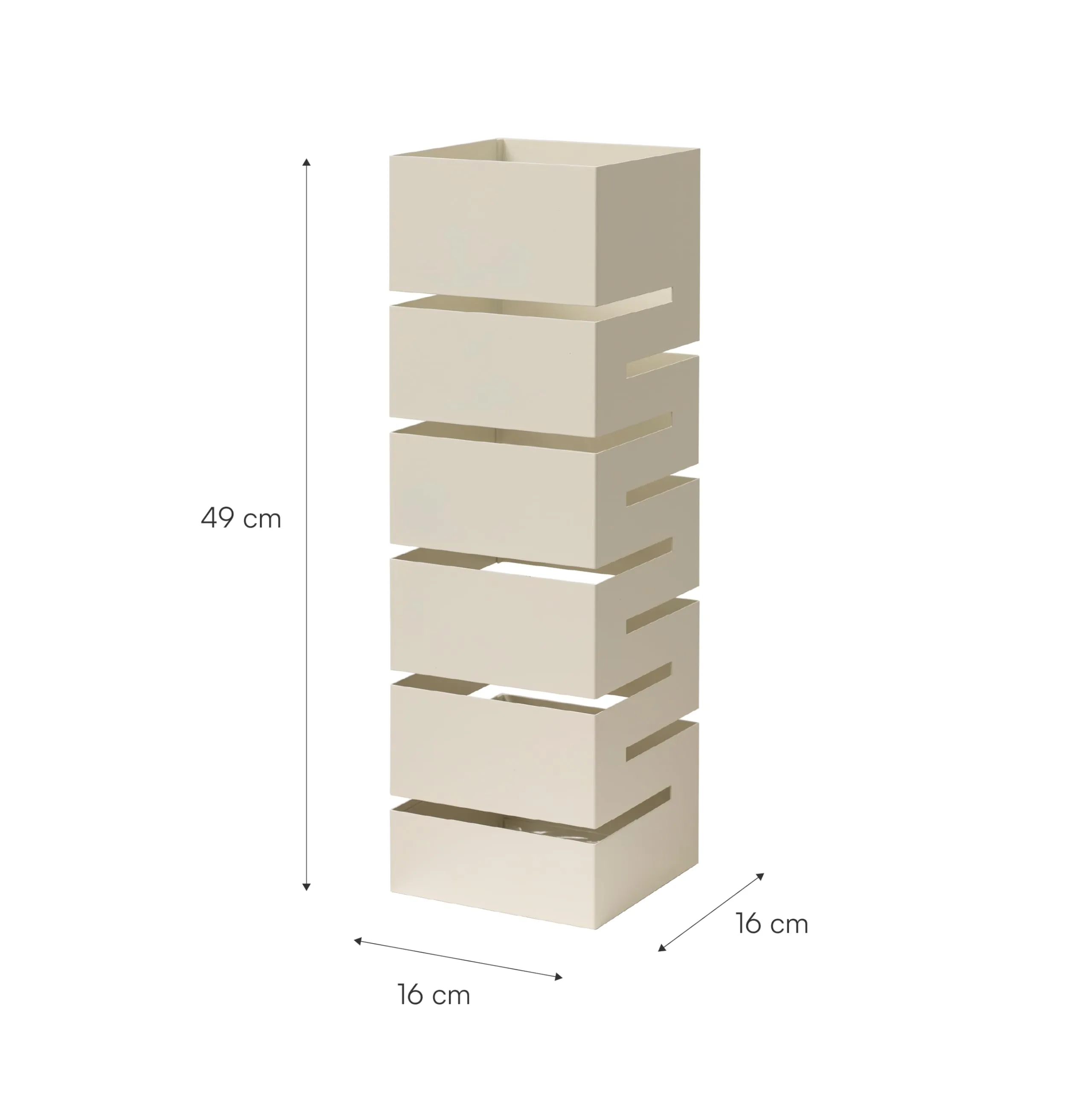 Baroni Home Portaombrelli in Metallo Geometrico Bianco con 2 Gancini e Vaschetta Scolapioggia Rimovibile, 15,5x15,5x49 cm - immagine 3