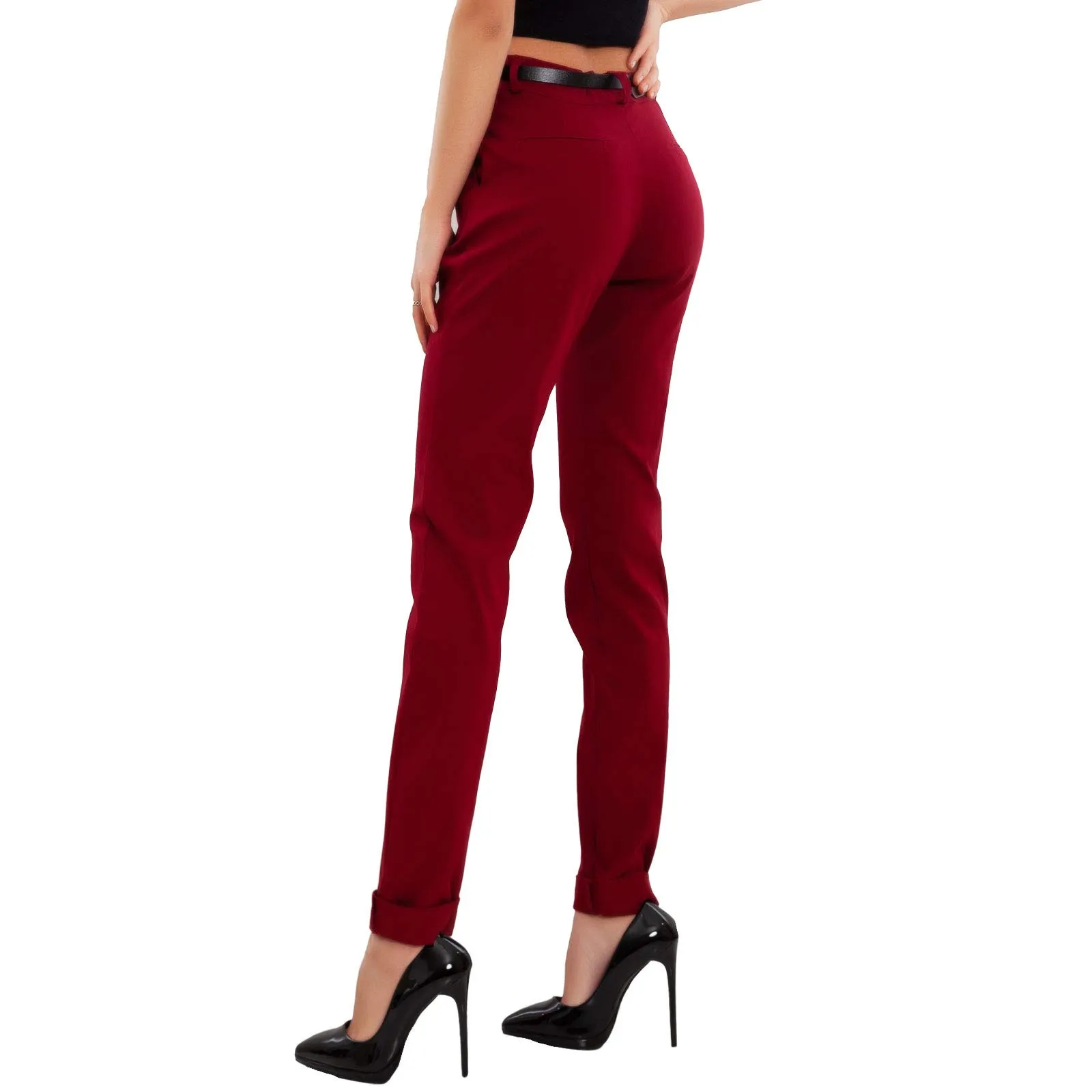 Toocool Pantaloni Donna Classici Eleganti AS-28251, L, Bordeaux - immagine 3