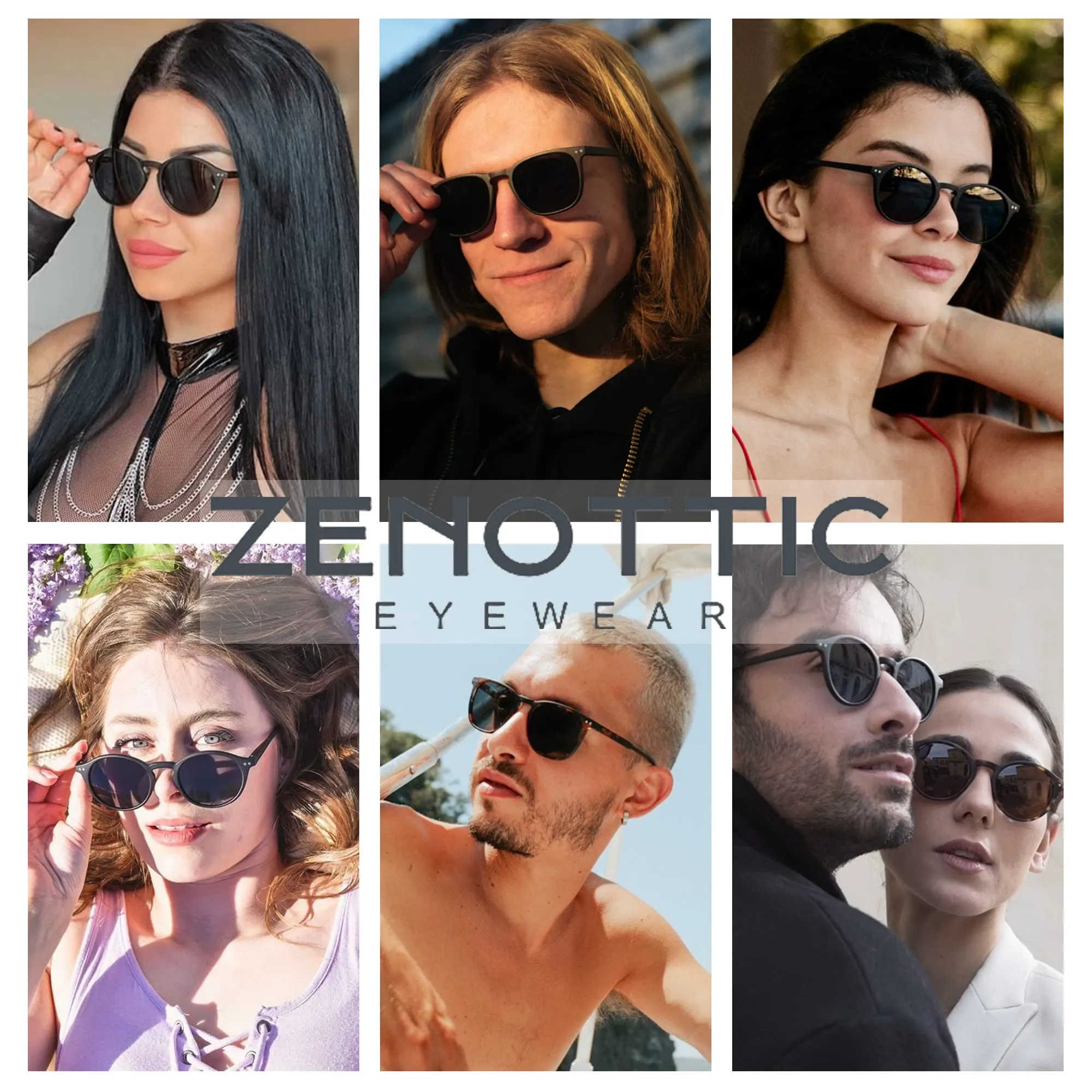 ZENOTTIC Occhiali da Sole Polarizzati UV400 Unisex, Set 2 Paia Rotondi e Quadrati, Retro Vintage - immagine 2