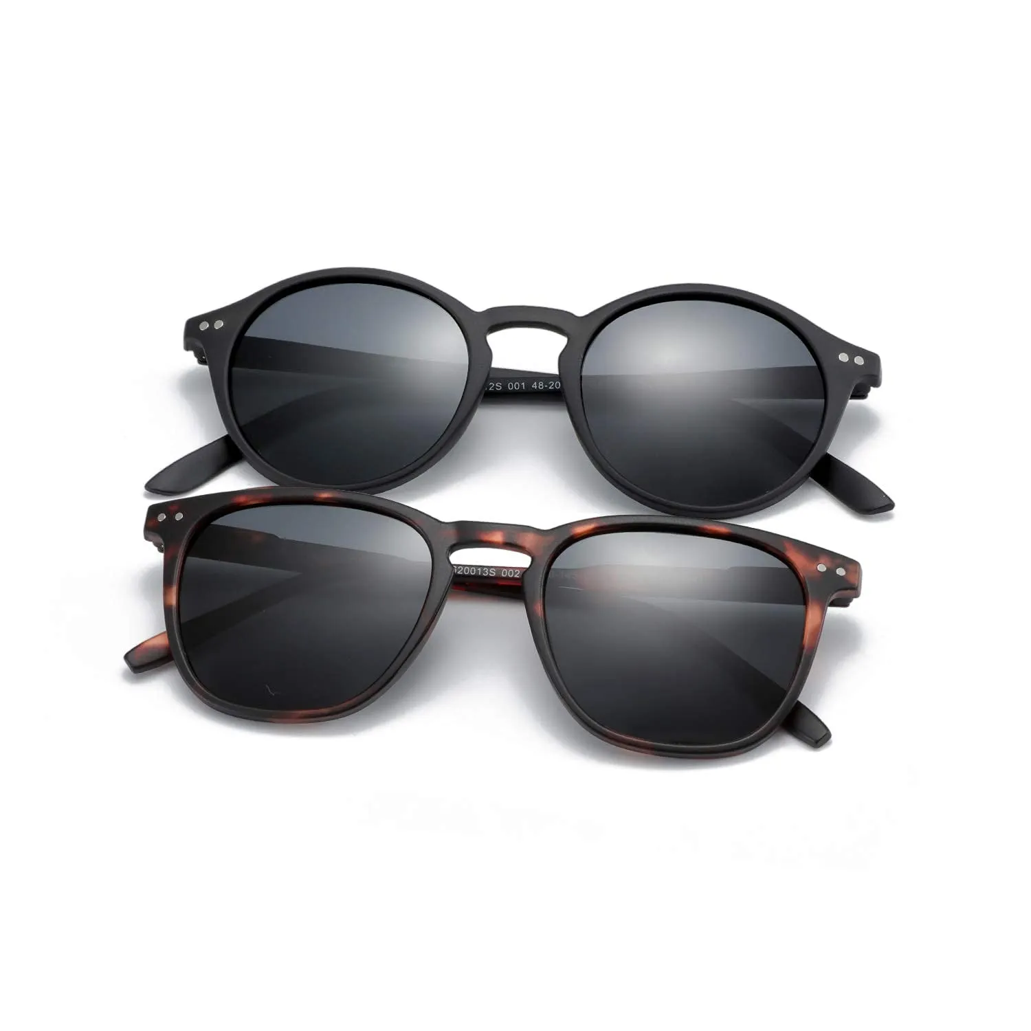 ZENOTTIC Occhiali da Sole Polarizzati UV400 Unisex, Set 2 Paia Rotondi e Quadrati, Retro Vintage - immagine 3