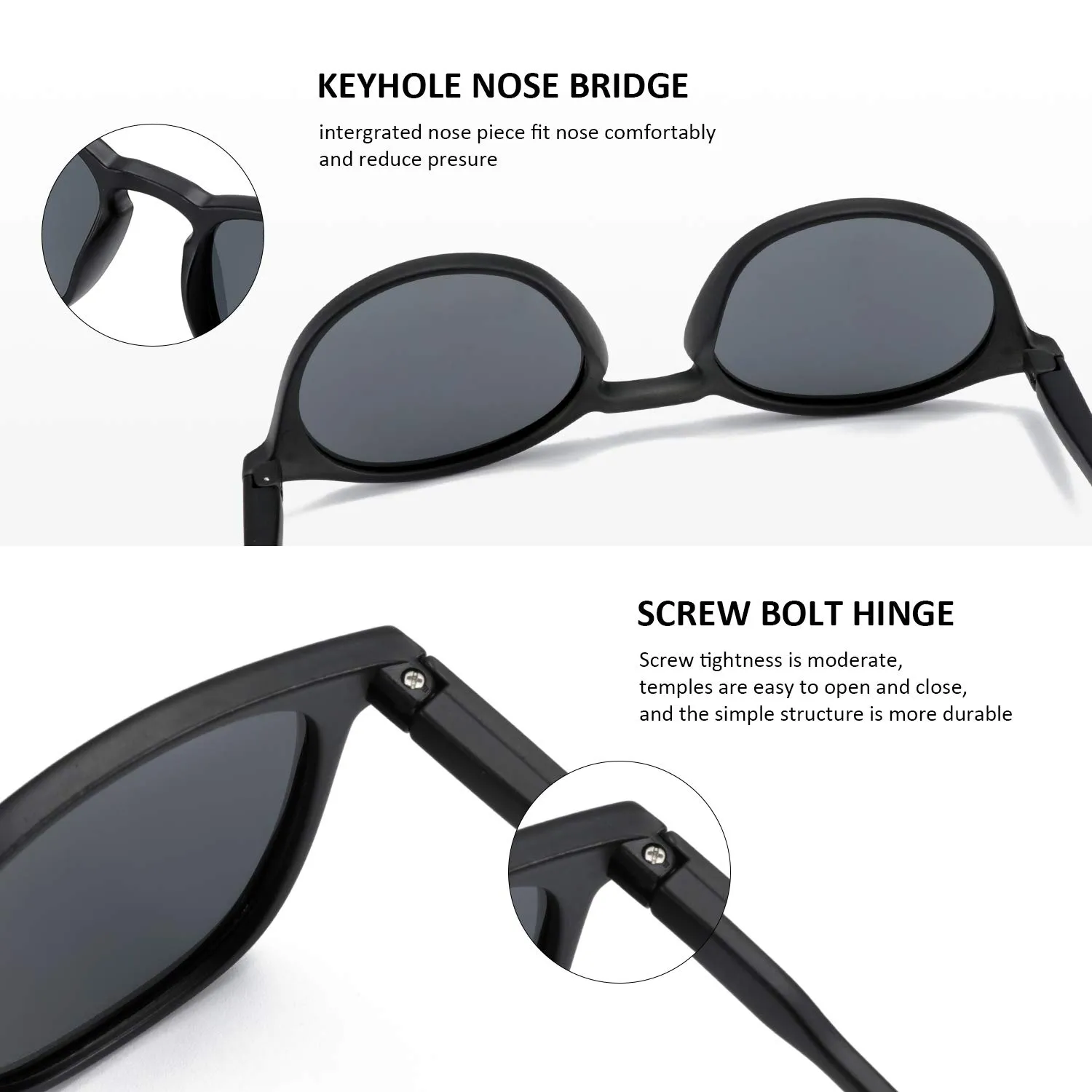 ZENOTTIC Occhiali da Sole Polarizzati UV400 Unisex, Set 2 Paia Rotondi e Quadrati, Retro Vintage - immagine 5