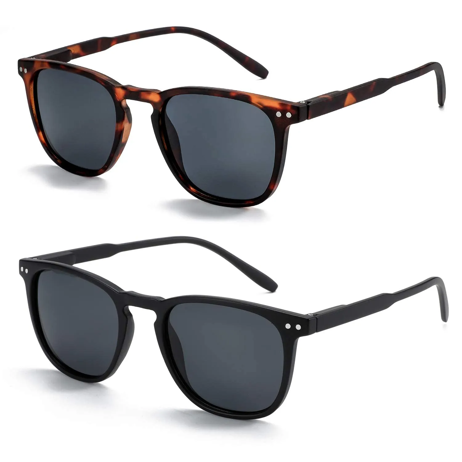 ZENOTTIC 2 Paia Occhiali da Sole Polarizzati UV400 Retro Rotondi e Quadrati Unisex - immagine 1