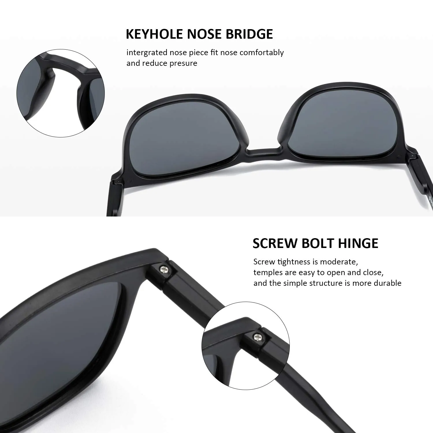 ZENOTTIC 2 Paia Occhiali da Sole Polarizzati UV400 Retro Rotondi e Quadrati Unisex - immagine 5