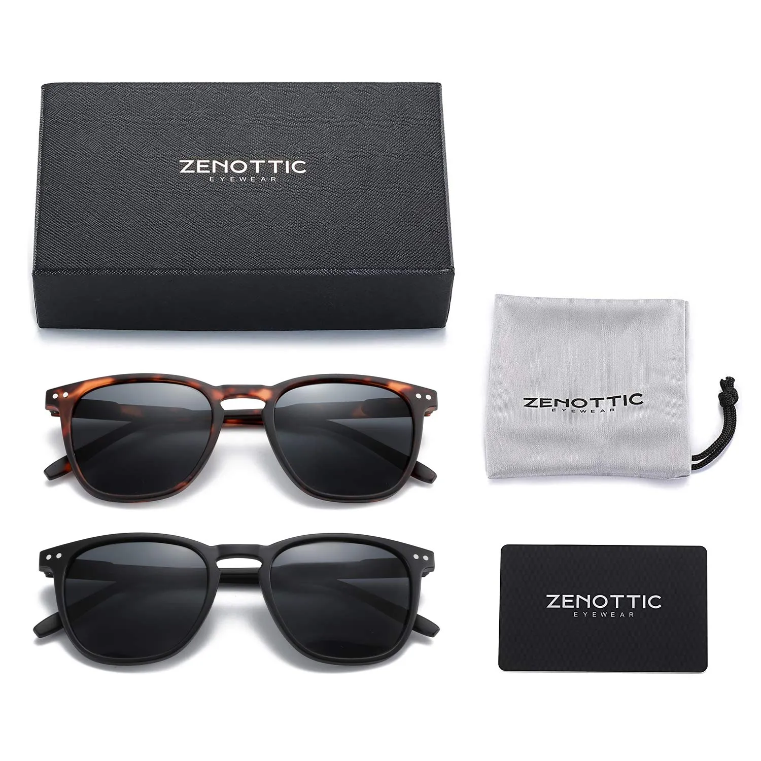 ZENOTTIC 2 Paia Occhiali da Sole Polarizzati UV400 Retro Rotondi e Quadrati Unisex - immagine 7