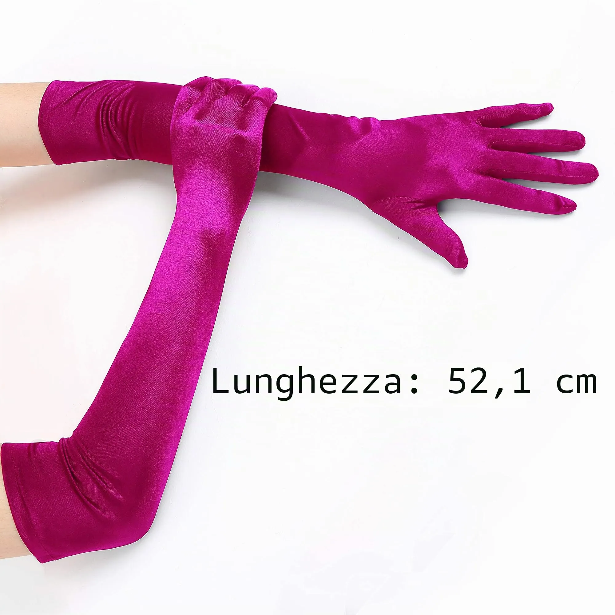 EORUBE Guanti lunghi in raso anni '20 per donna (Rosa Rosso) - immagine 3