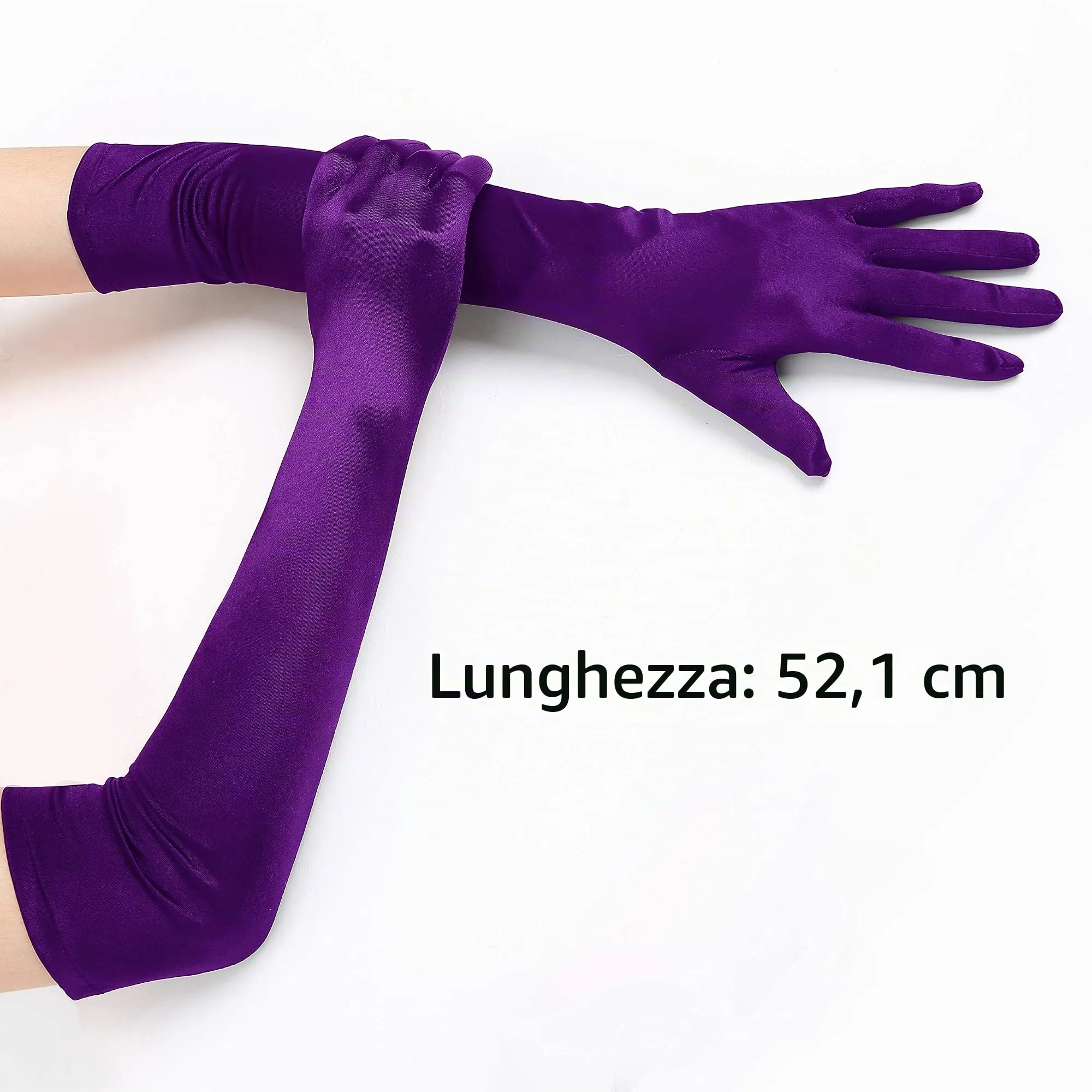 EORUBE Guanti Lunghi in Raso anni '20 per Donna, Viola - immagine 3
