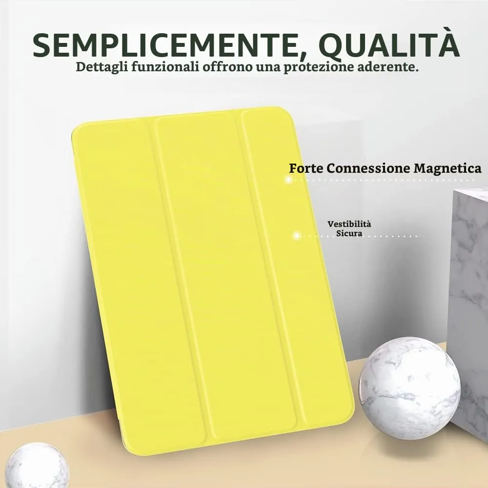 MoKo Cover per iPad 10.2 (9a Gen 2021 / 8a Gen 2020 / 7a Gen 2019), Custodia Ultra Sottile Tri-Fold con Retro Semi-Trasparente Rigido, Giallo Chiaro - immagine 3