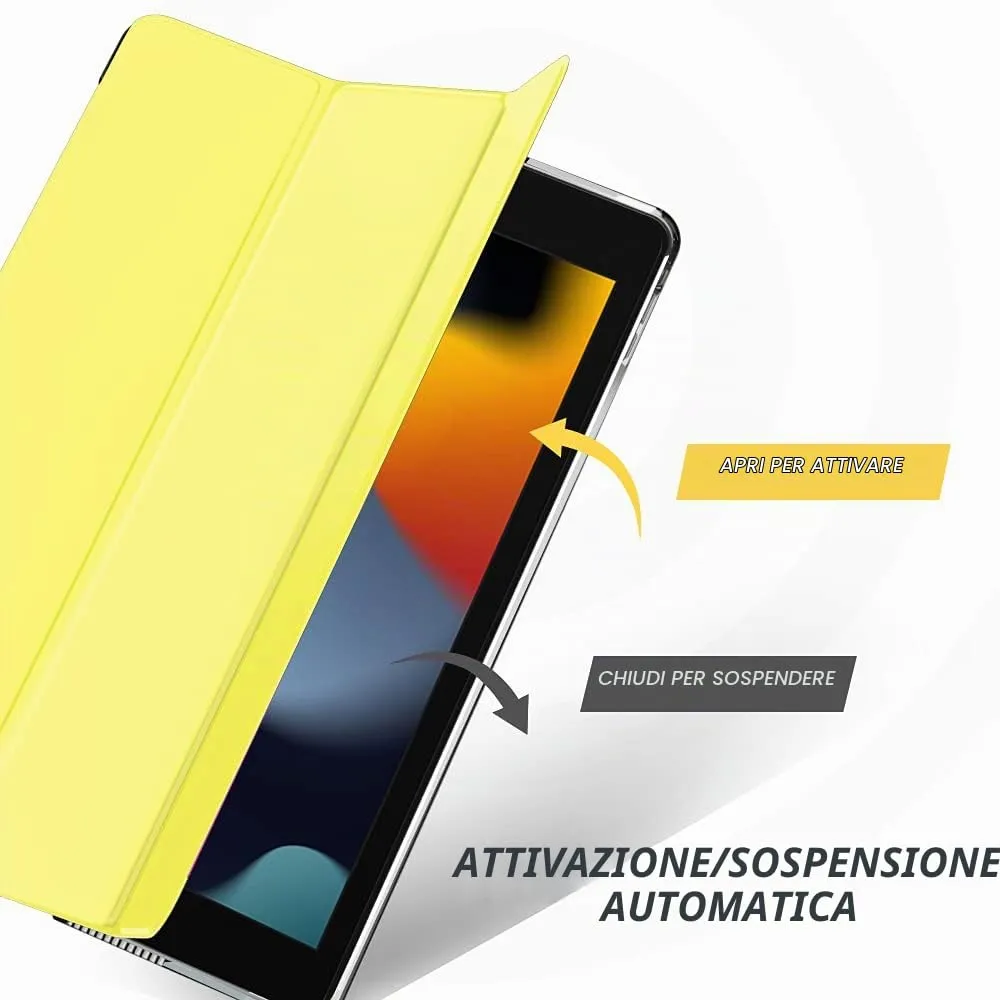 MoKo Cover per iPad 10.2 (9a Gen 2021 / 8a Gen 2020 / 7a Gen 2019), Custodia Ultra Sottile Tri-Fold con Retro Semi-Trasparente Rigido, Giallo Chiaro - immagine 5