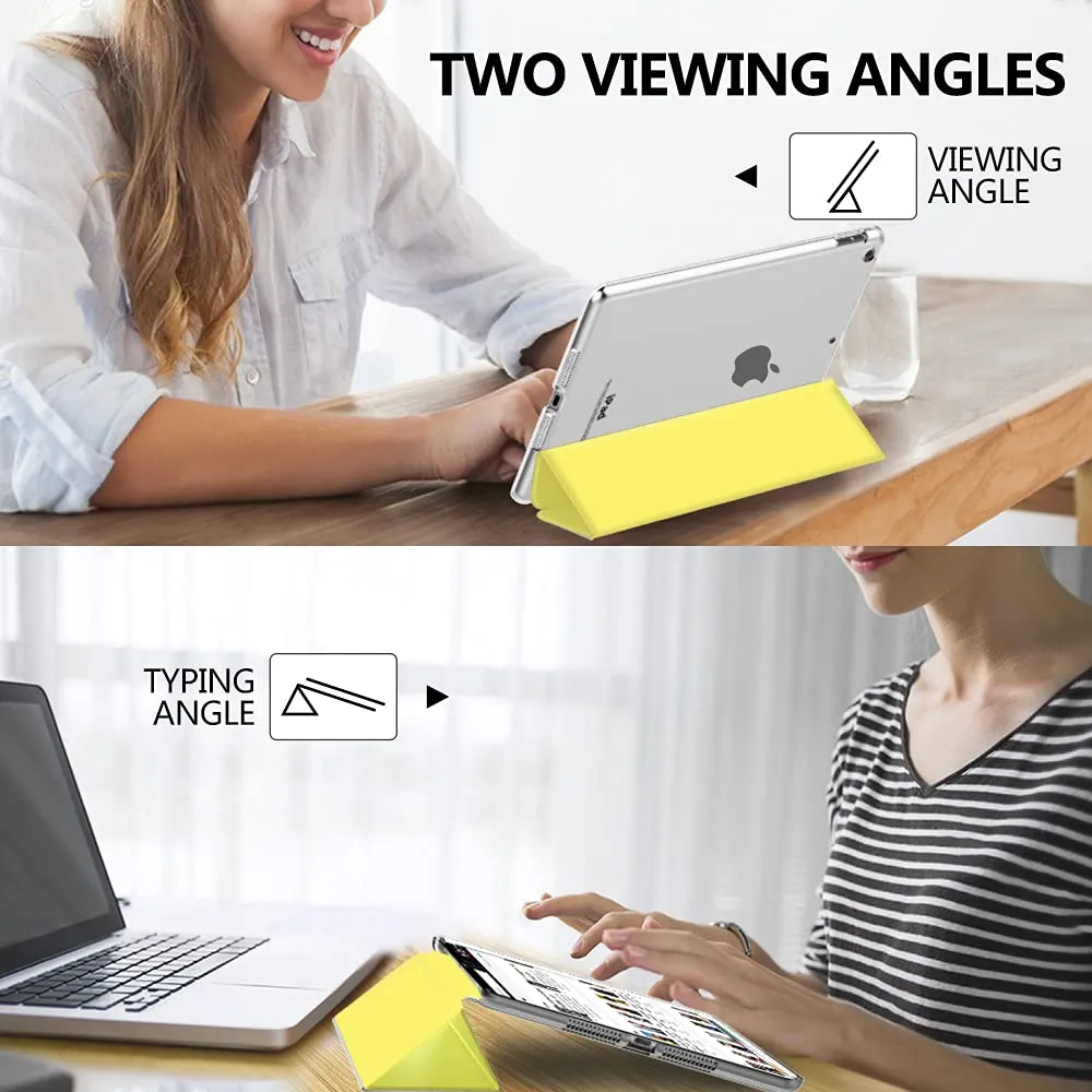 MoKo Cover per iPad 10.2 (9a Gen 2021 / 8a Gen 2020 / 7a Gen 2019), Custodia Ultra Sottile Tri-Fold con Retro Semi-Trasparente Rigido, Giallo Chiaro - immagine 6