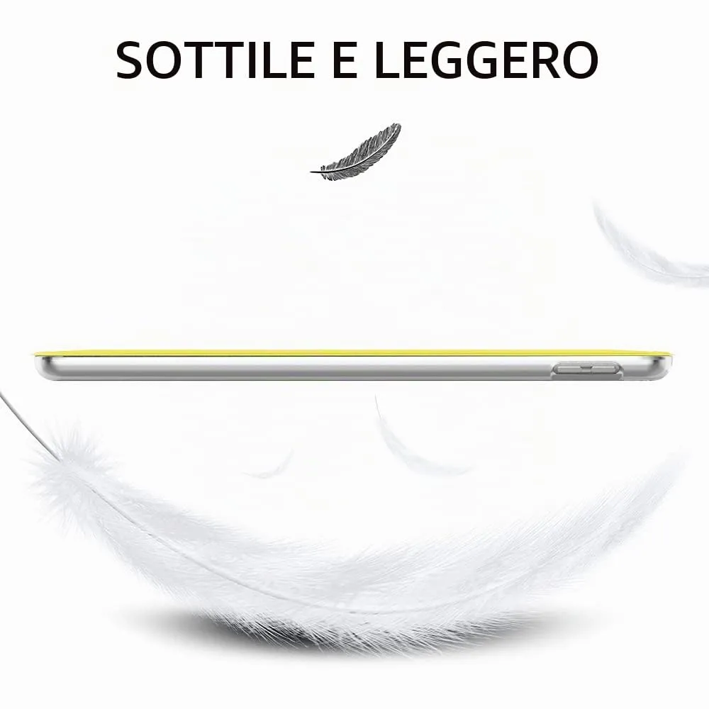 MoKo Cover per iPad 10.2 (9a Gen 2021 / 8a Gen 2020 / 7a Gen 2019), Custodia Ultra Sottile Tri-Fold con Retro Semi-Trasparente Rigido, Giallo Chiaro - immagine 8