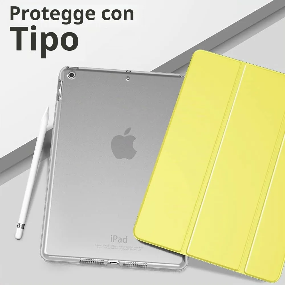 MoKo Cover per iPad 10.2 (9a Gen 2021 / 8a Gen 2020 / 7a Gen 2019), Custodia Ultra Sottile Tri-Fold con Retro Semi-Trasparente Rigido, Giallo Chiaro - immagine 9