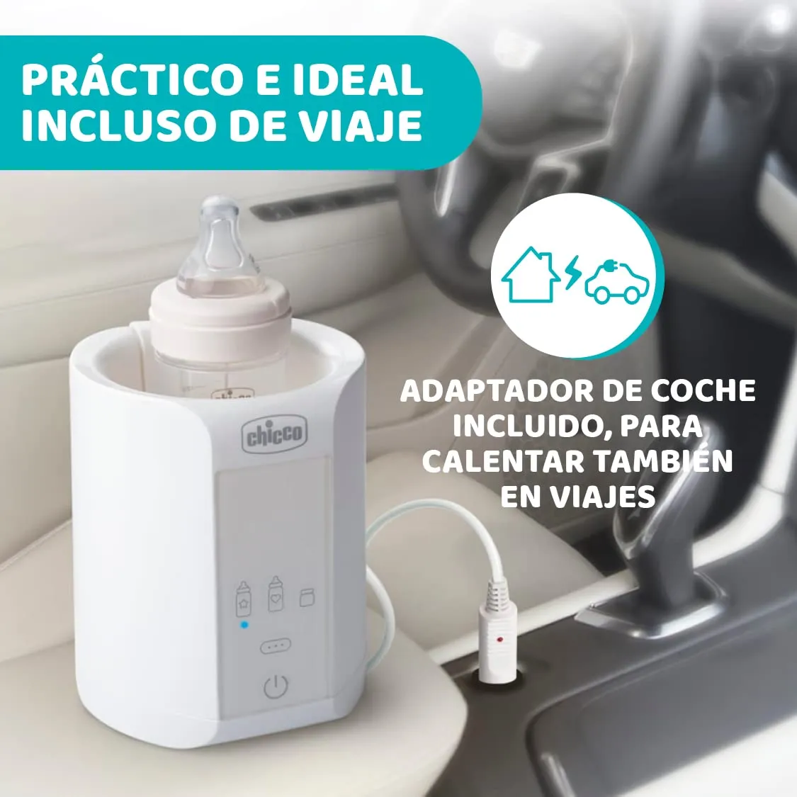 Chicco Scaldabiberon Portatile da Viaggio e Scalda Pappa, 3 Programmi, Spegnimento Automatico, 220W, Bianco - immagine 3